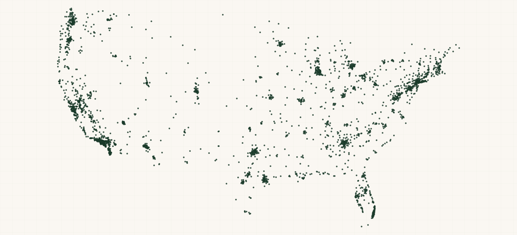 Map of where the Kellogg Garden Organics Retailers are