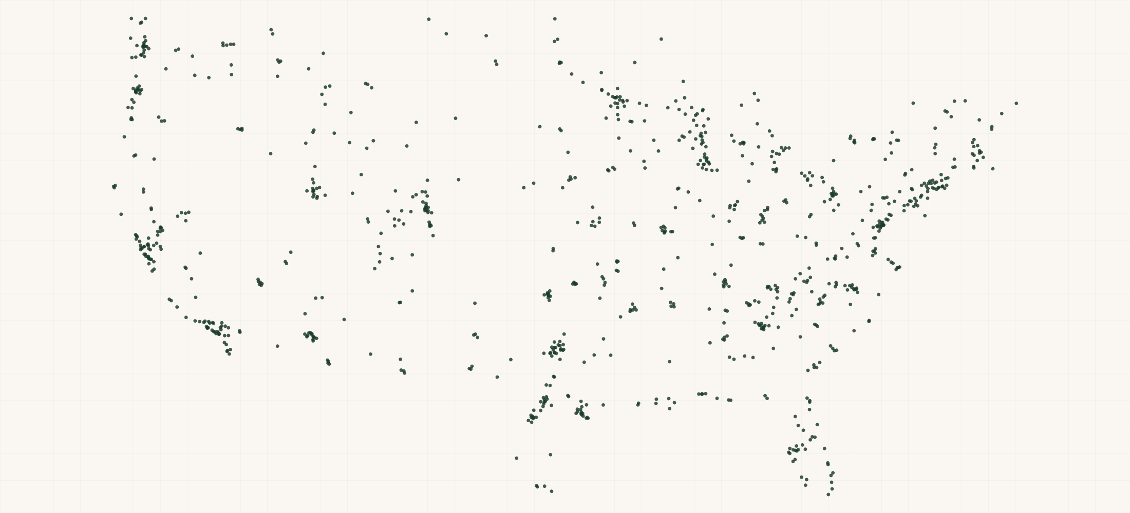 Map of where the Kelty Retailers are