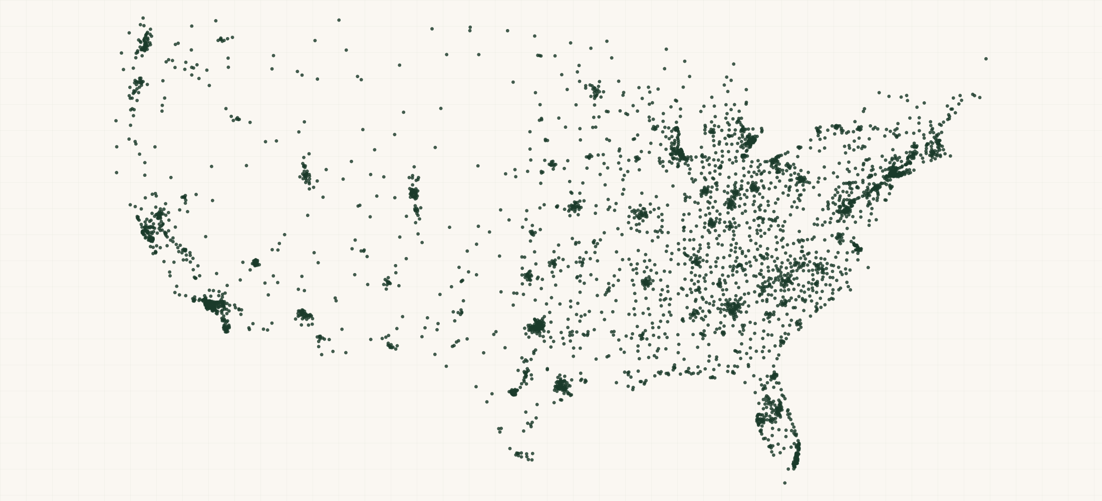 Map of where the KFC Locations are