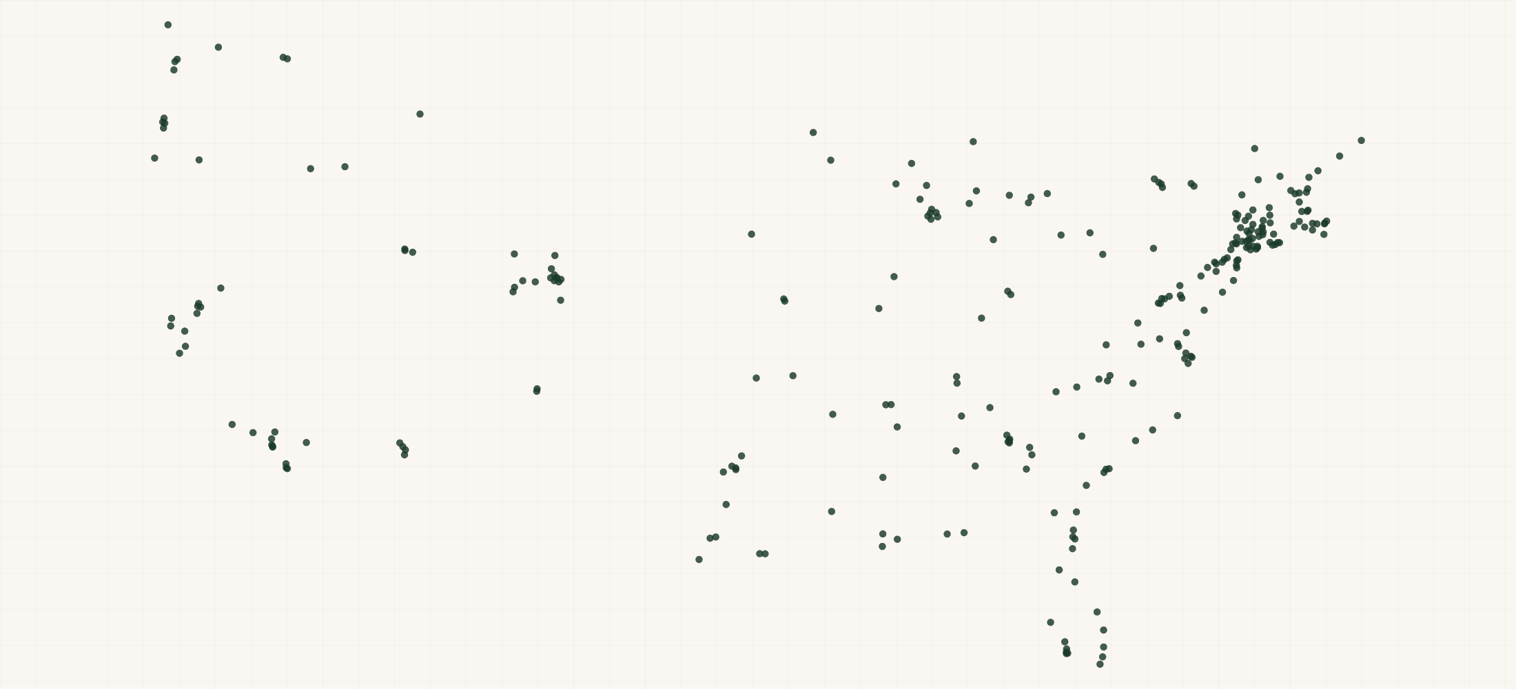 Map of where the Kingsley-Bate Dealer Locations are
