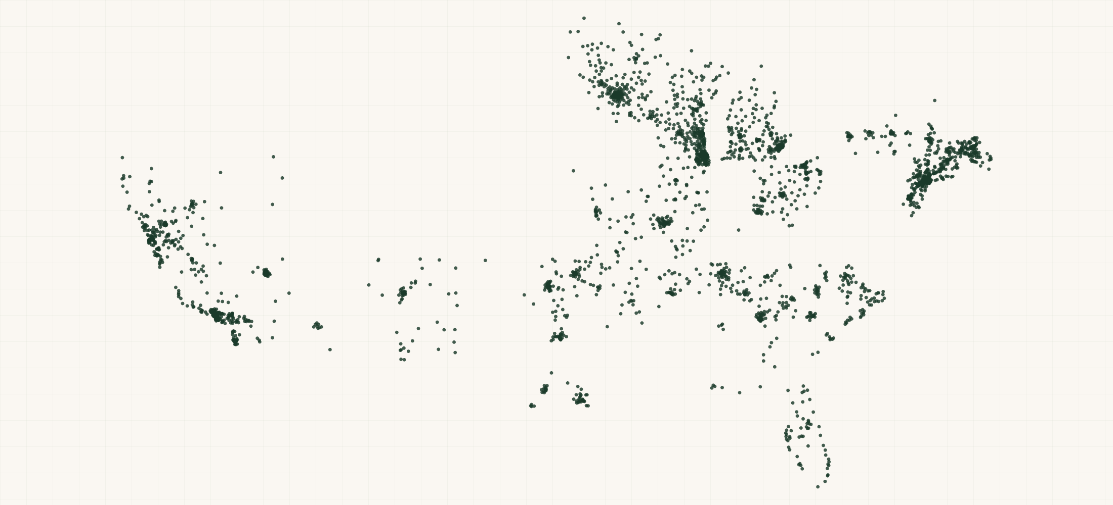 Map of where the Kiva Confections Retailers are