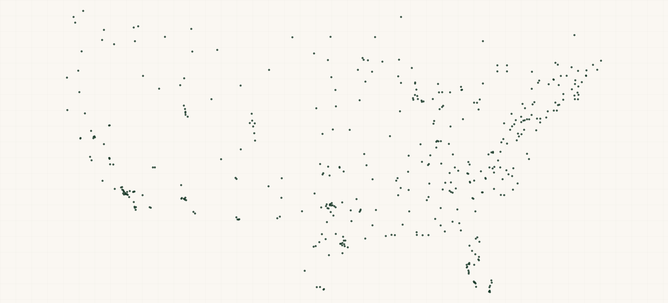 Map of where the koi Scrubs Retailers are