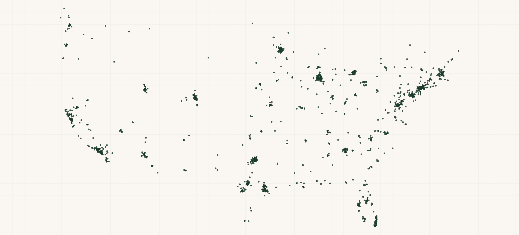 Map of where the Kosterina Retailers are