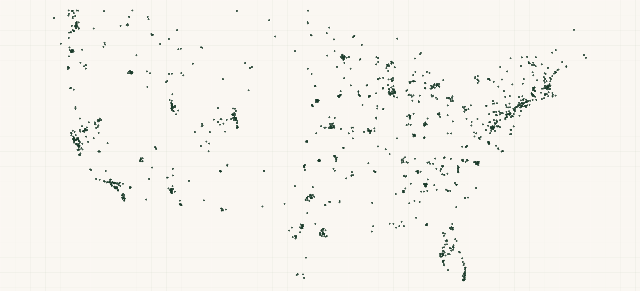 Map of where the Kuat Retailers are