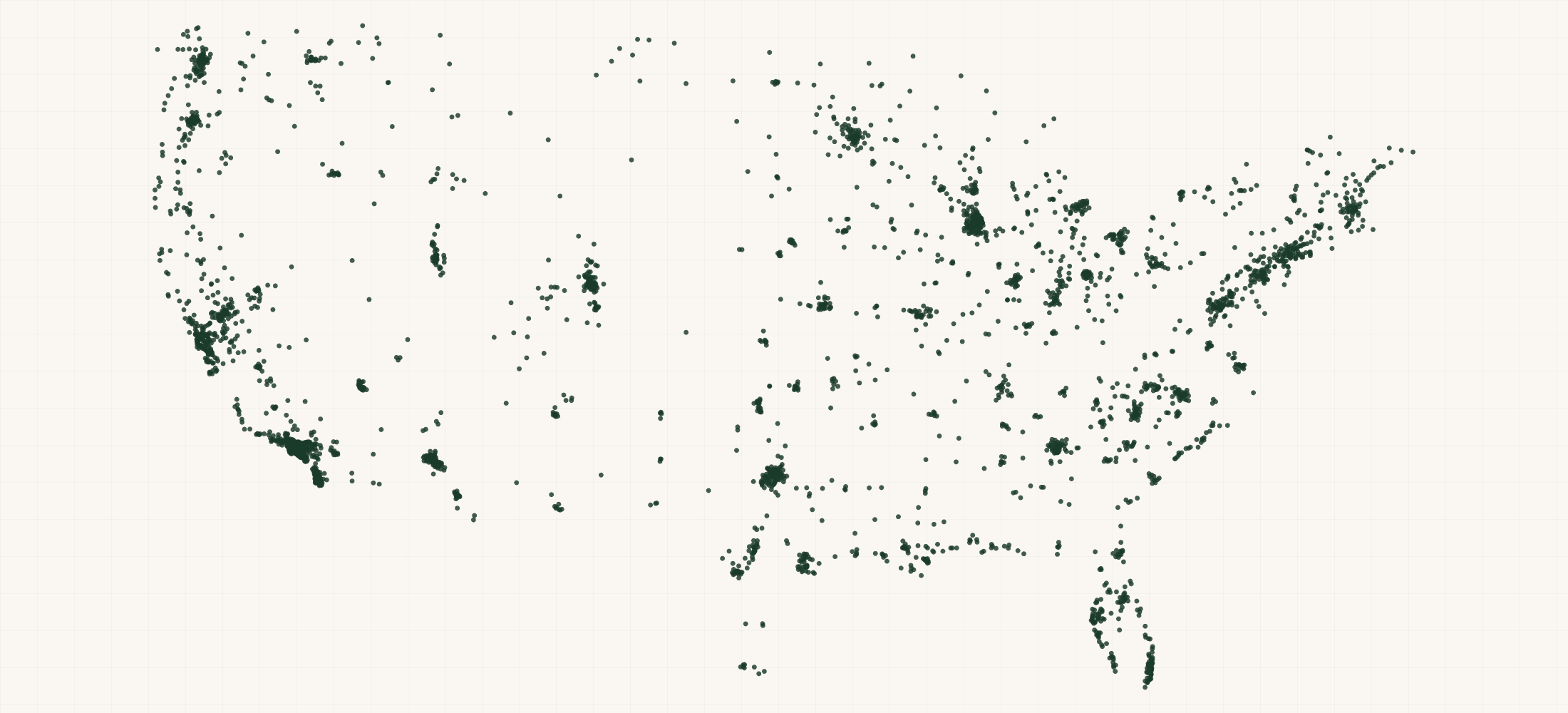 Map of where the Laird Superfood Retailers are