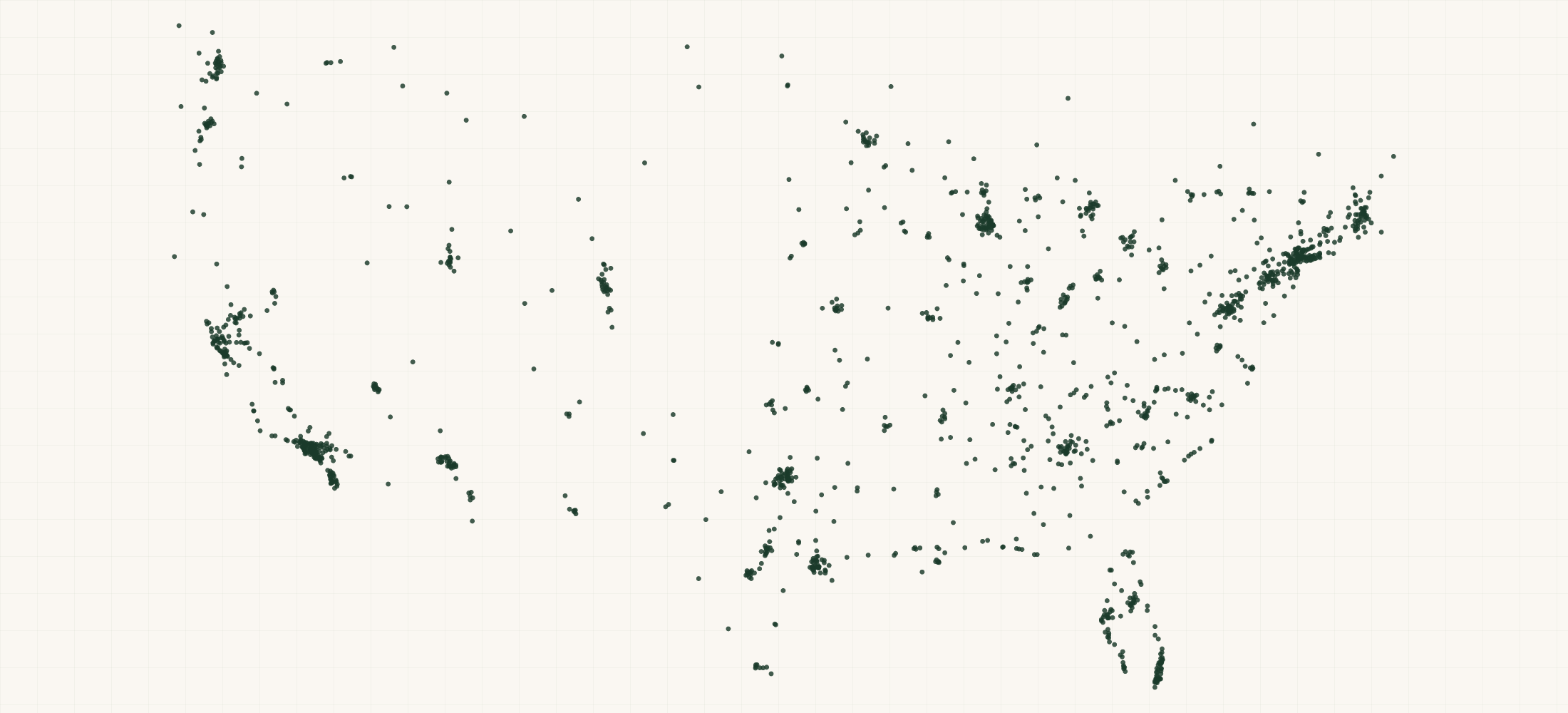 Map of where the Laura Mercier Retailers are