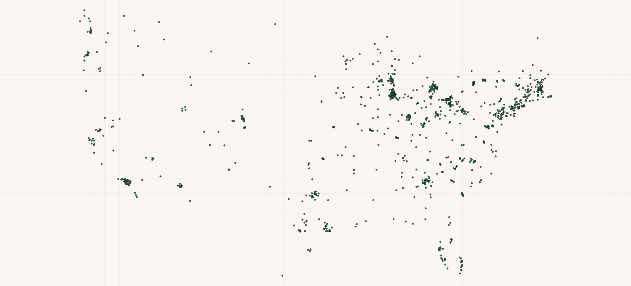 Map of where the Lilly Brush Retailers are