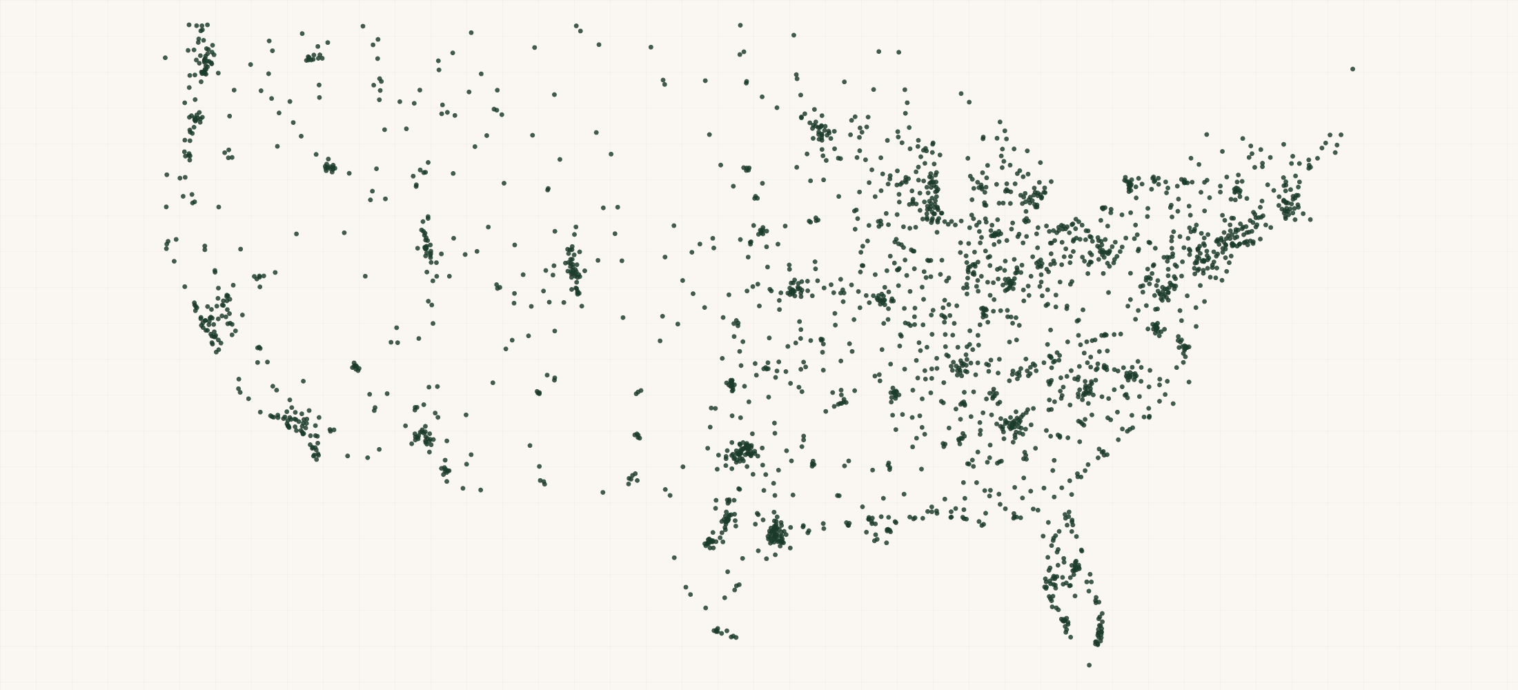 Map of where the Lodge Cast Iron Retailers are