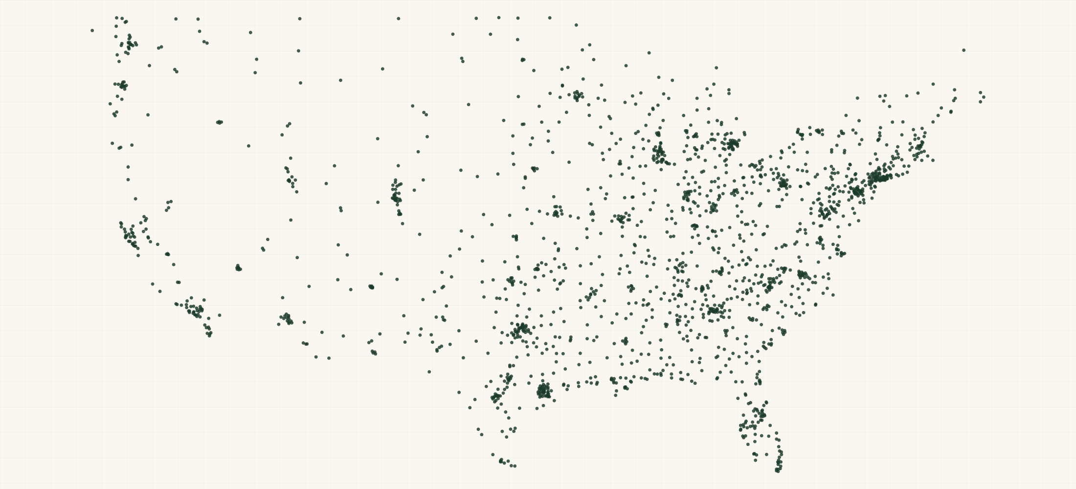 Map of where the Louisville Slugger Retailers are