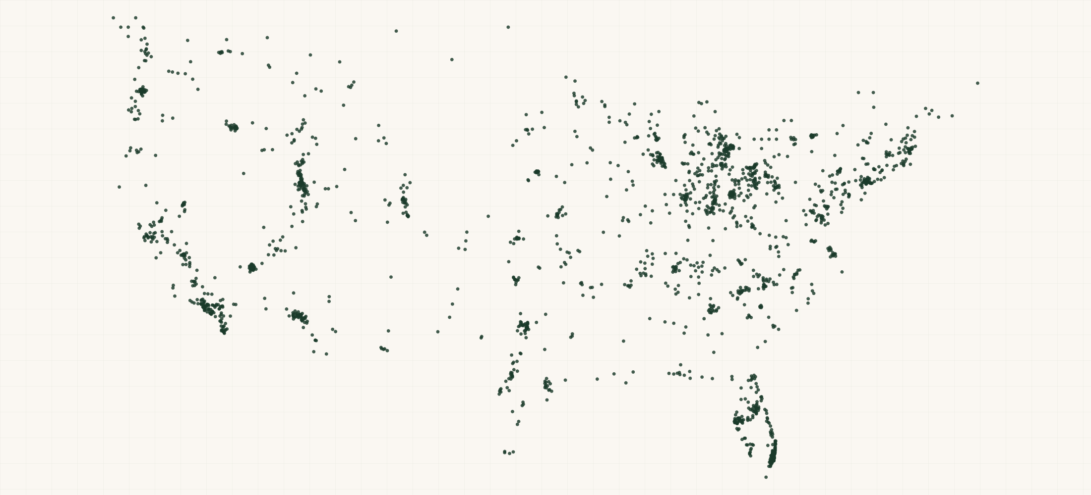 Map of where the Luminary Nail Systems Retailers are