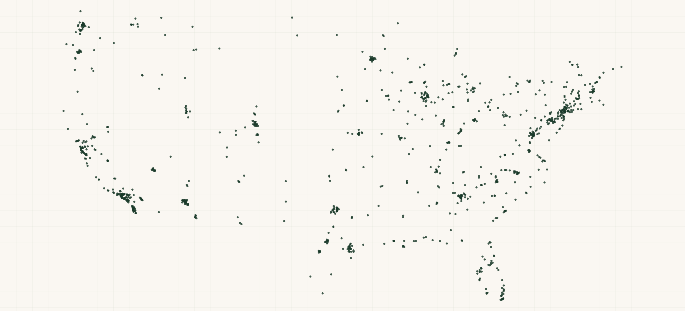 Map of where the Madison + Green Retailers are