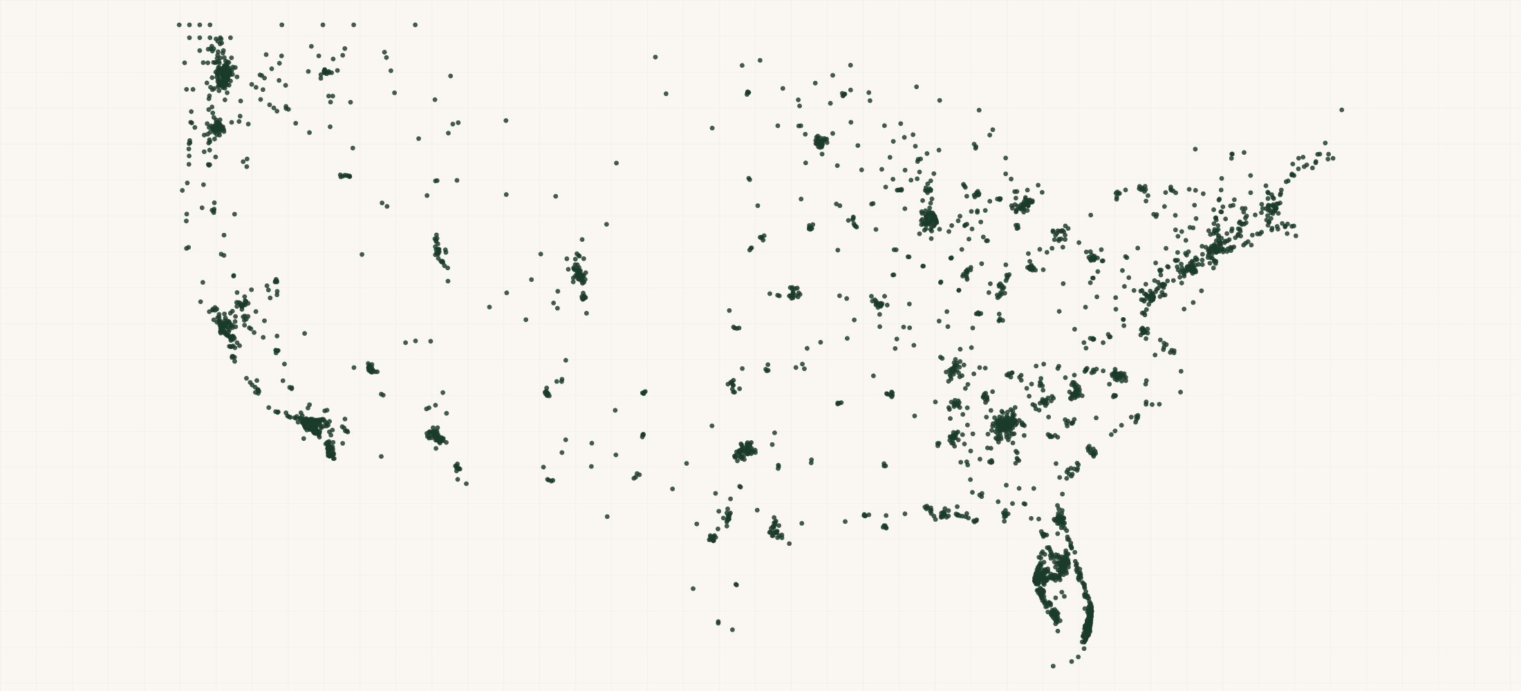 Map of where the Maeve Chocolate Retailers are