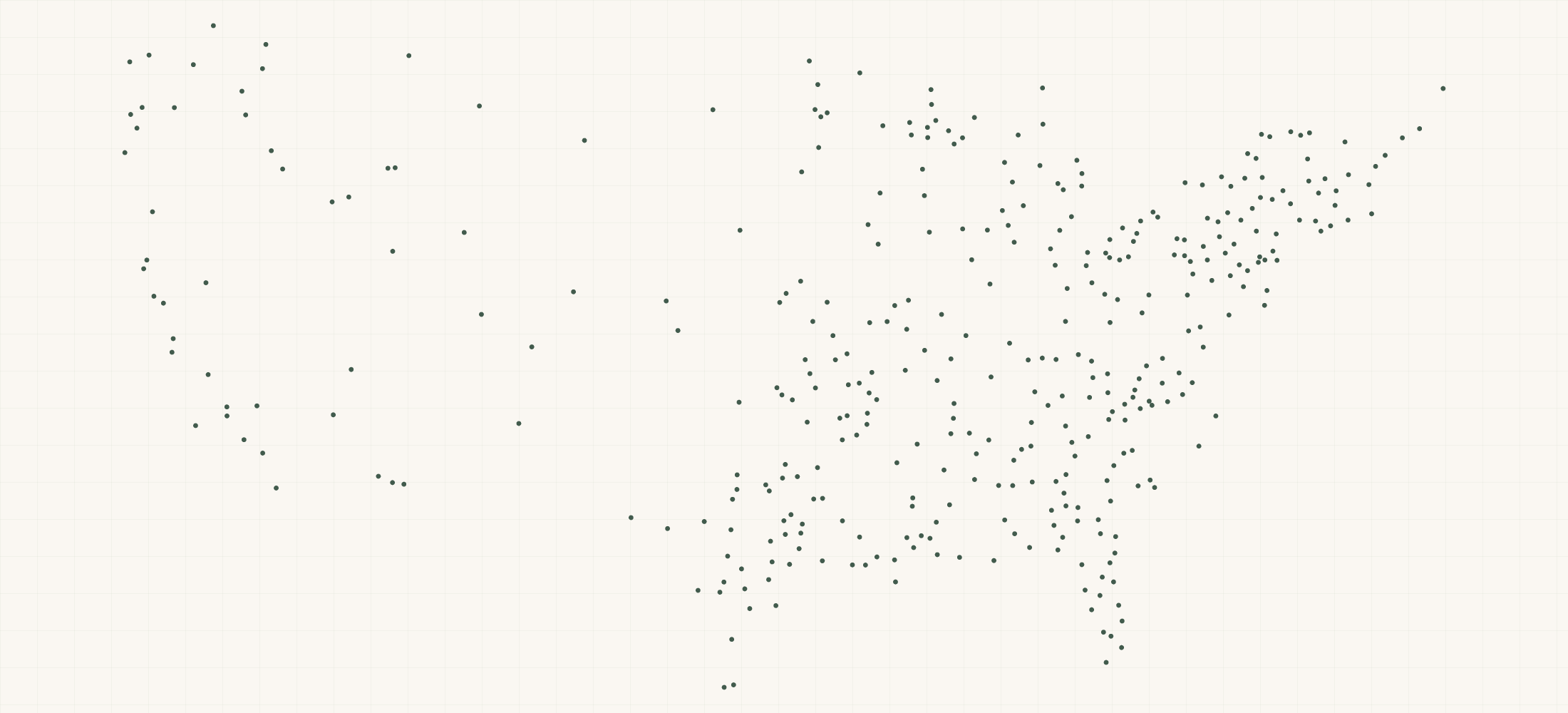 Map of where the Mahindra Tractor Dealers are