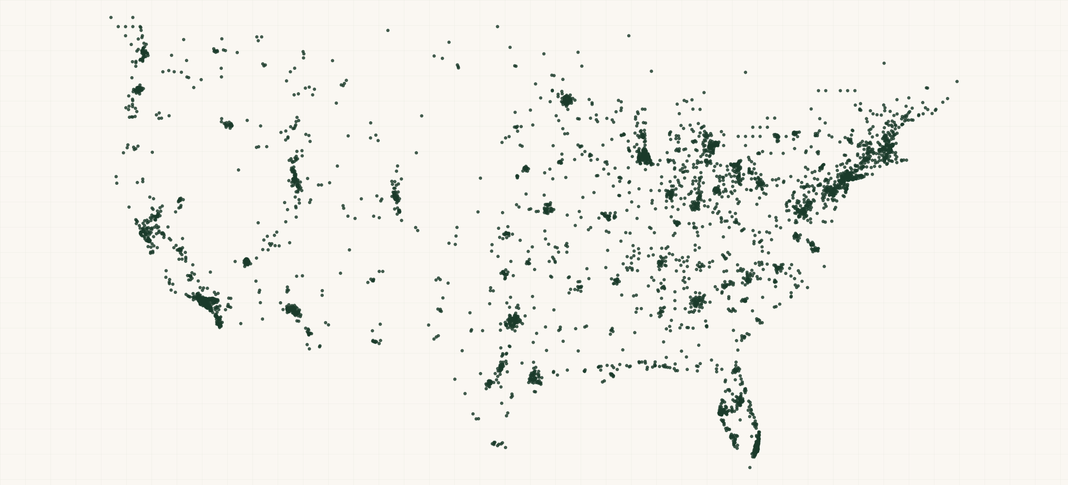 Map of where the Makeup & Nails Brand Retailers are