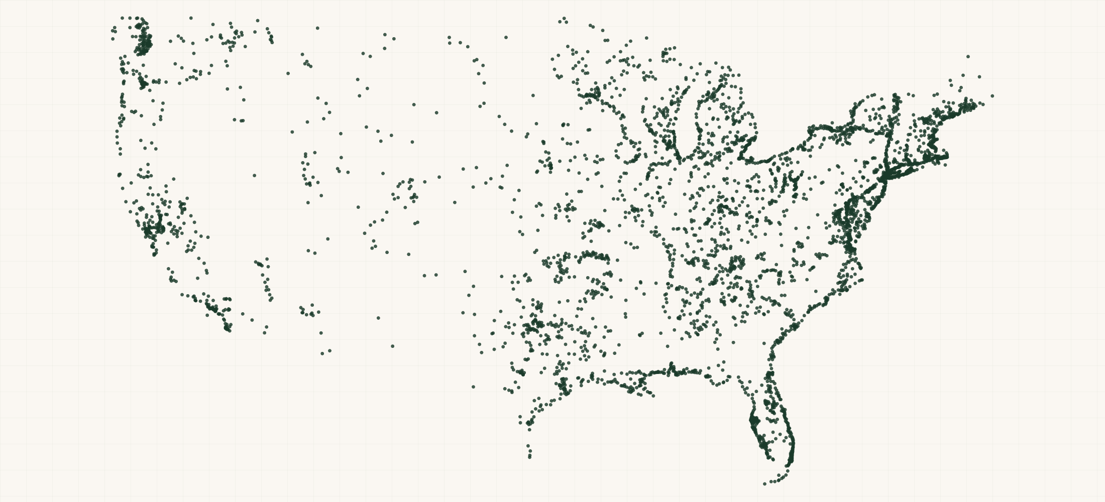 Map of where the US Marinas & Boatyards are
