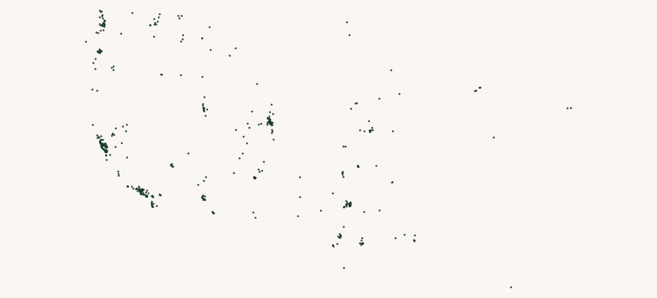 Map of where the Mary's Free Range Chicken Retailers are
