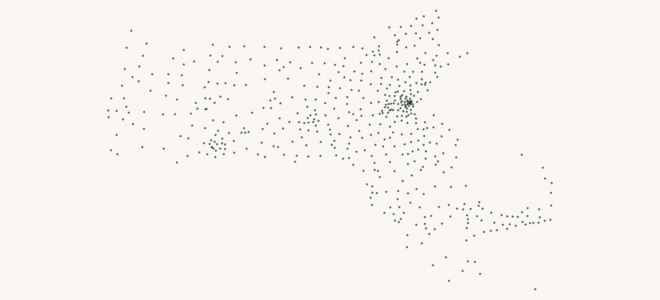 Map of where the Massachusetts Federal Contractors are