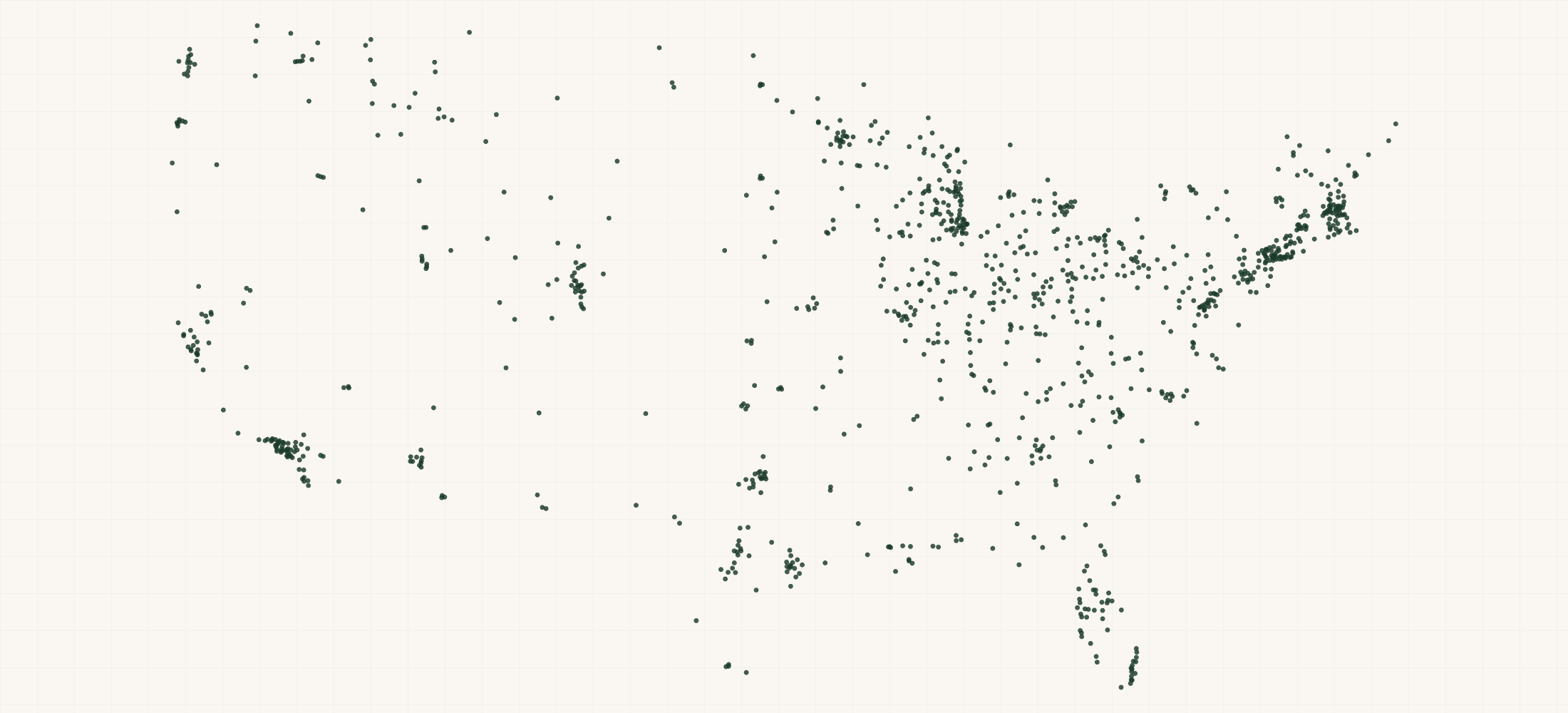 Map of where the Mattel Retailers are