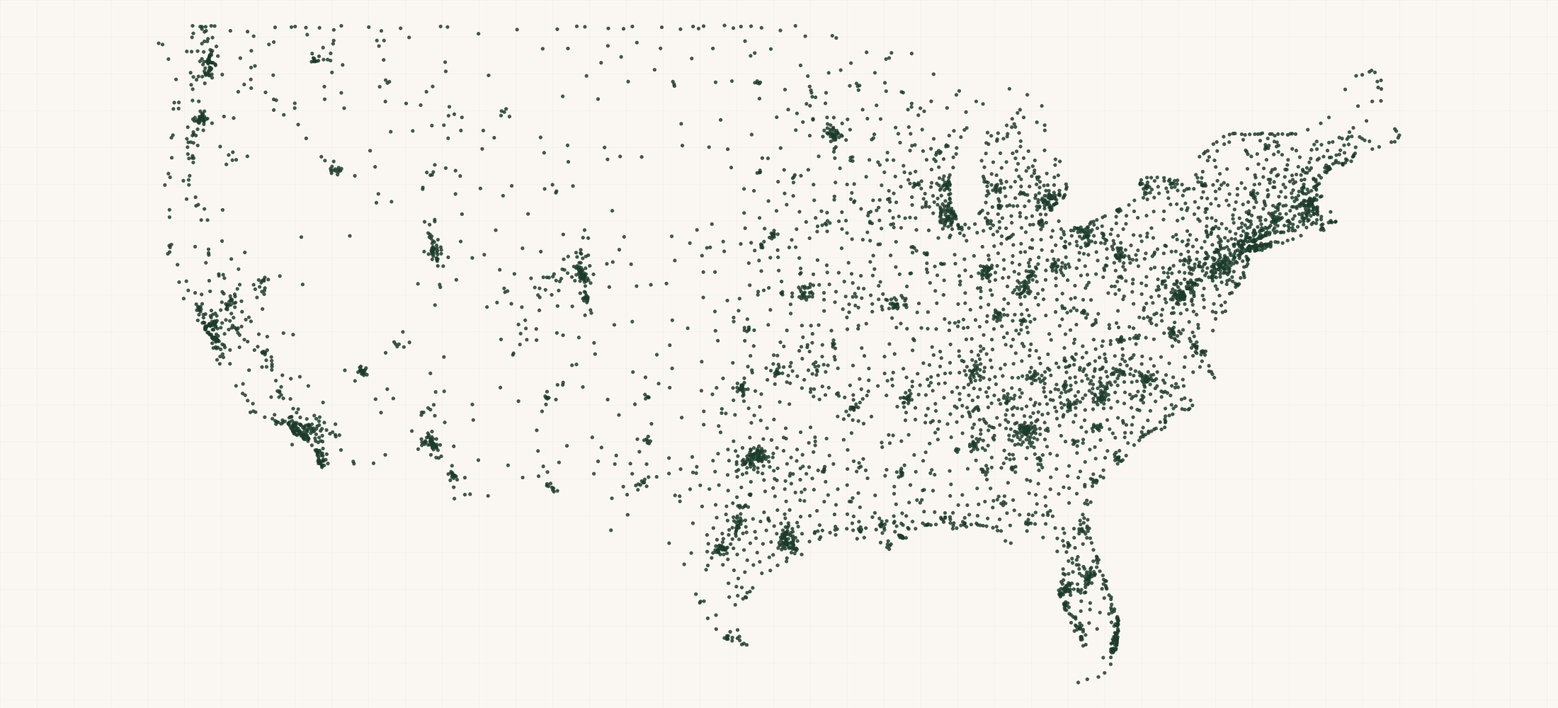 Map of where the Merrell Retailers are