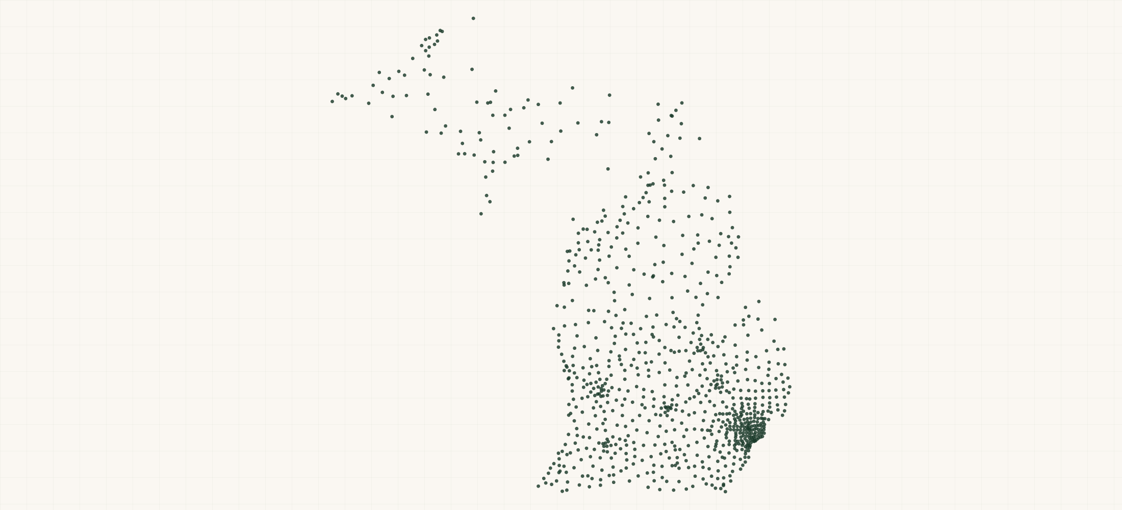Map of where the Michigan Federal Contractors are