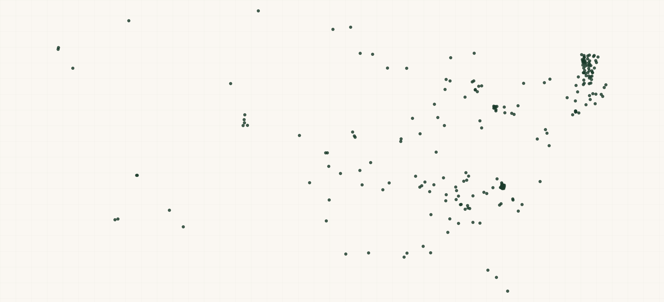 Map of where the Midnight Moon Retailers are