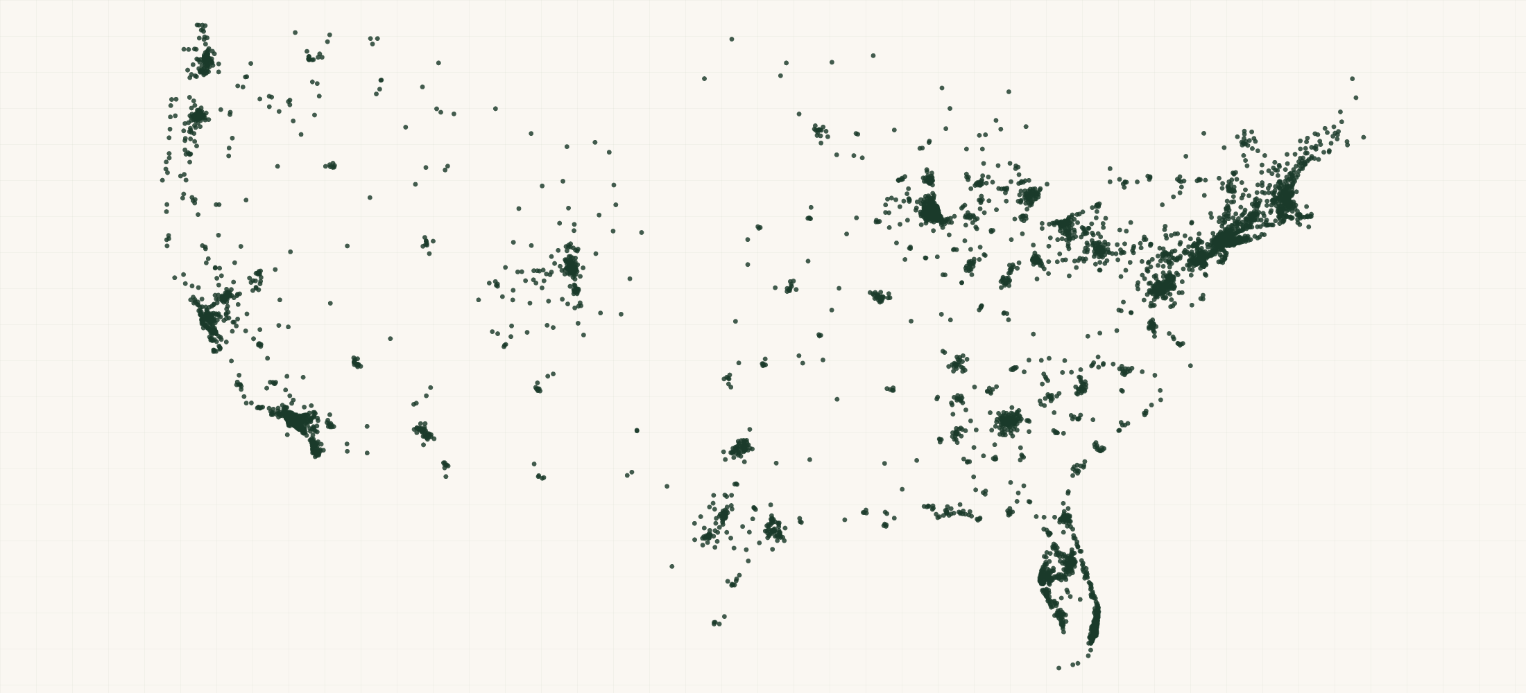 Map of where the Mike's Mighty Good Retailers are