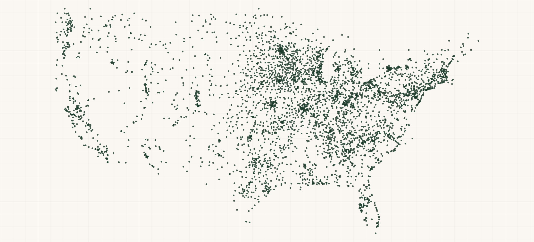Map of where the Milkhouse Candle Company Retailers are