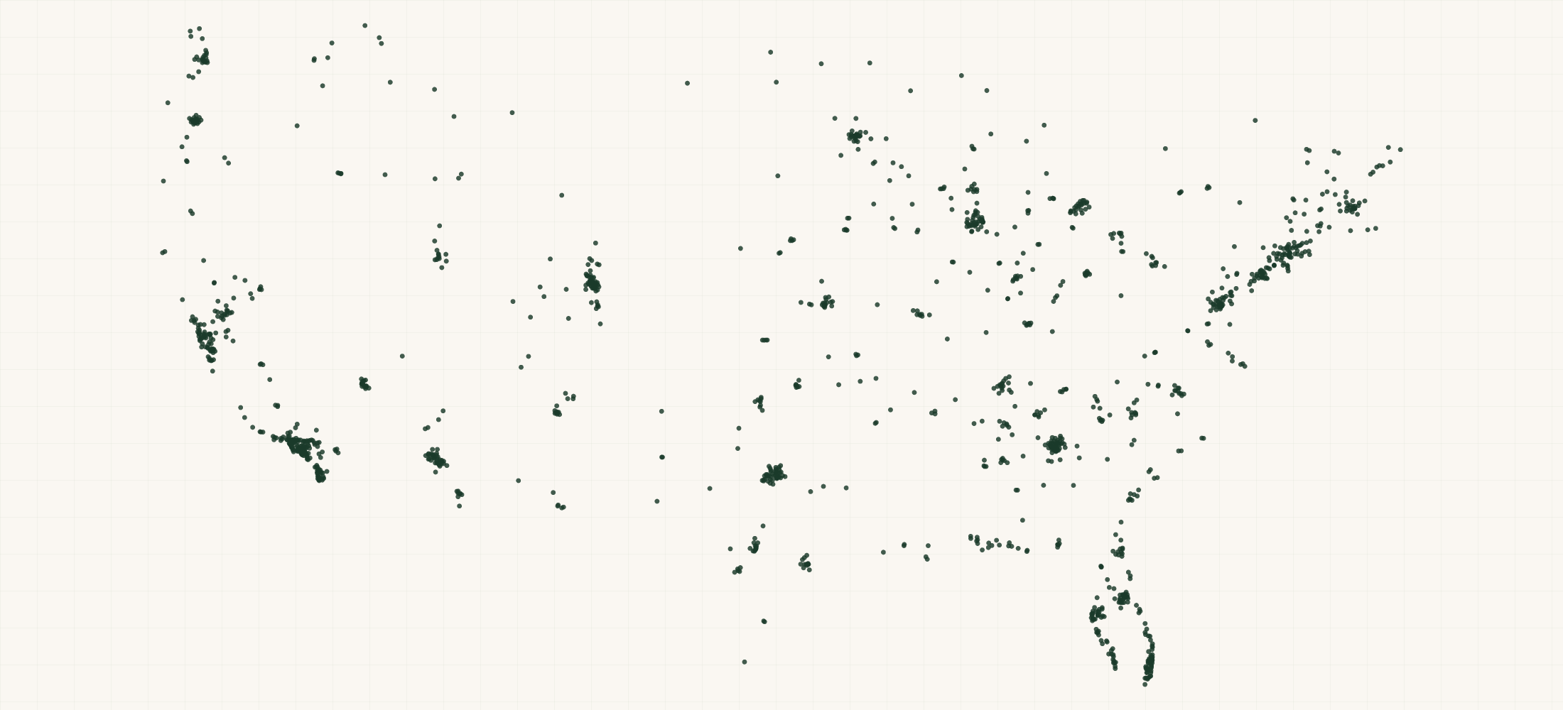 Map of where the Mineral Fusion Retailers are