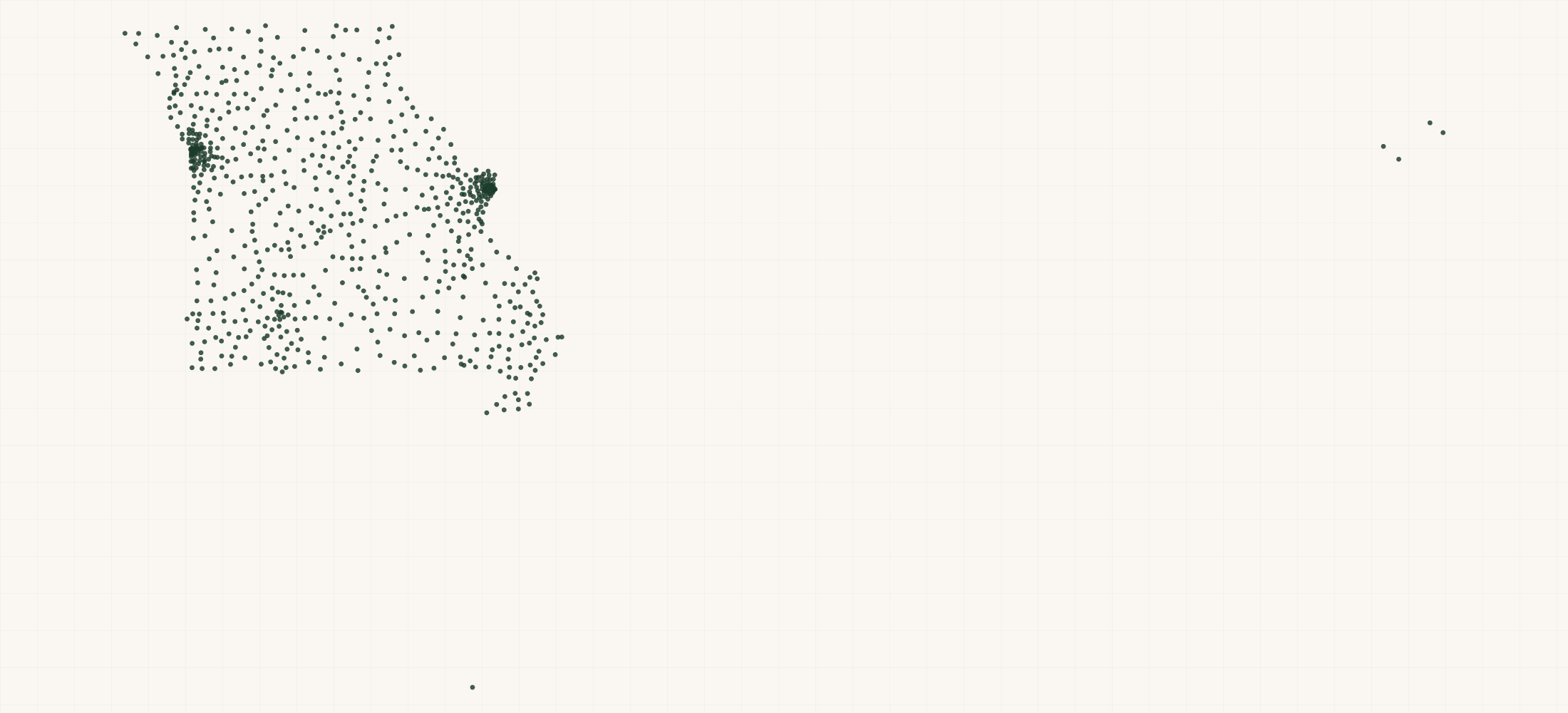 Map of where the Missouri Healthcare Organizations are