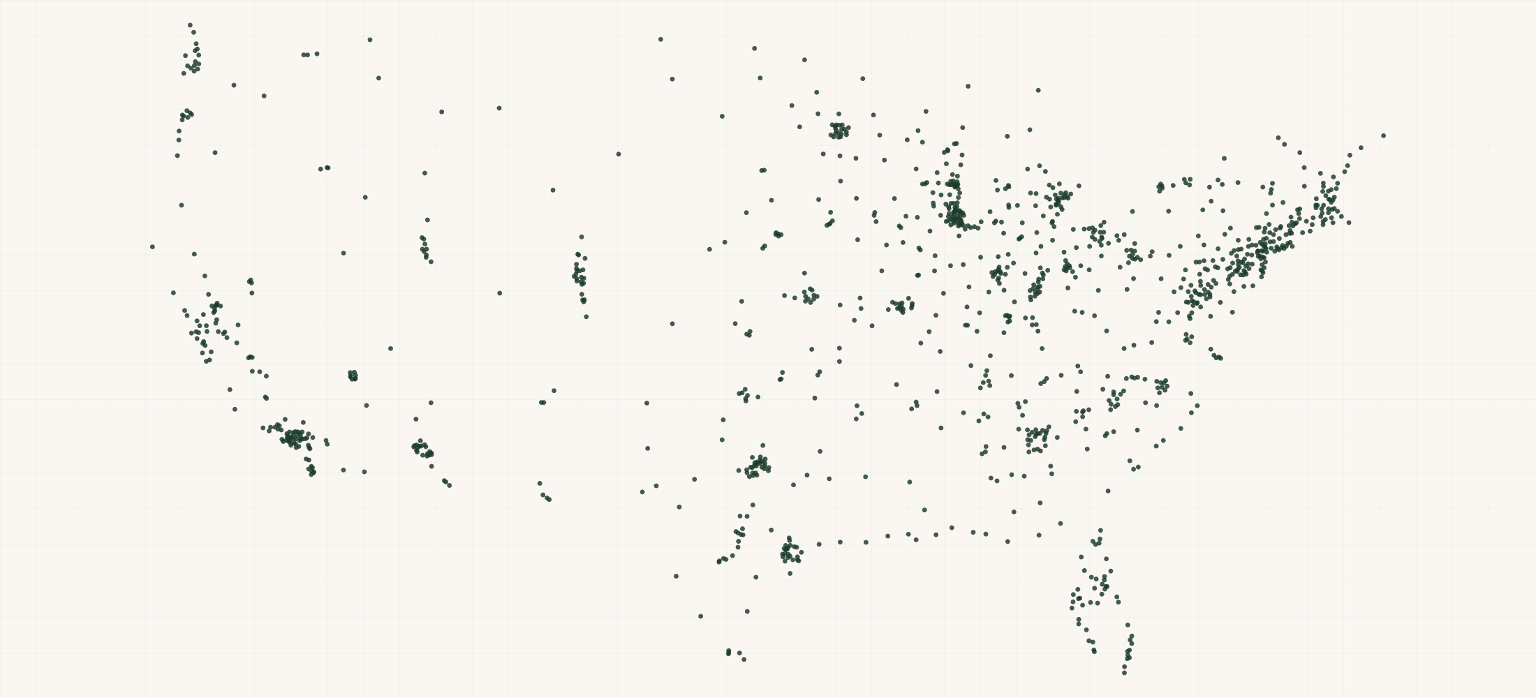 Map of where the Motherhood Retailers are
