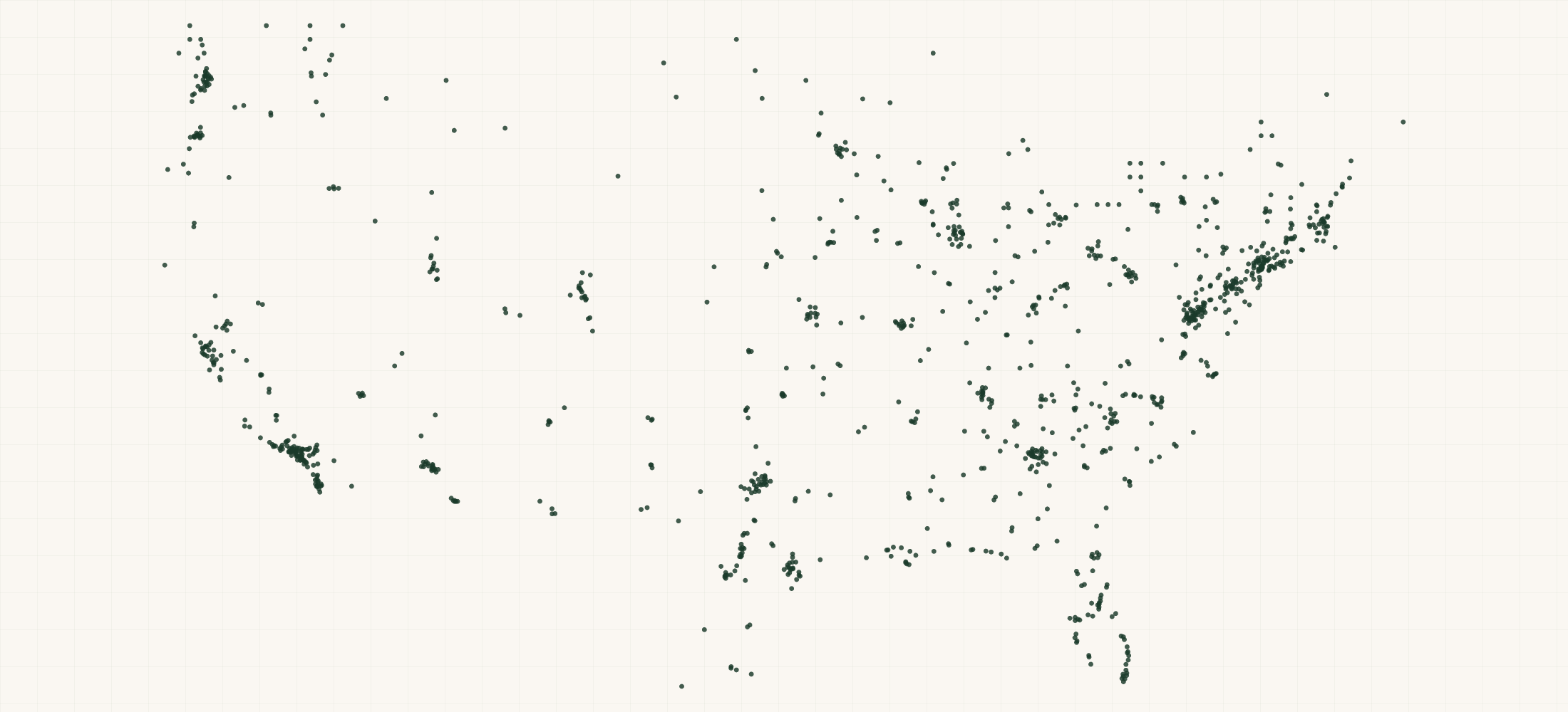 Map of where the Musical Instruments Brand Retailers are