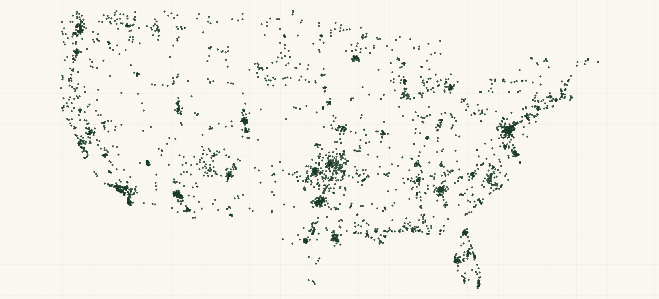 Map of where the Native American-Owned Federal Contractors are