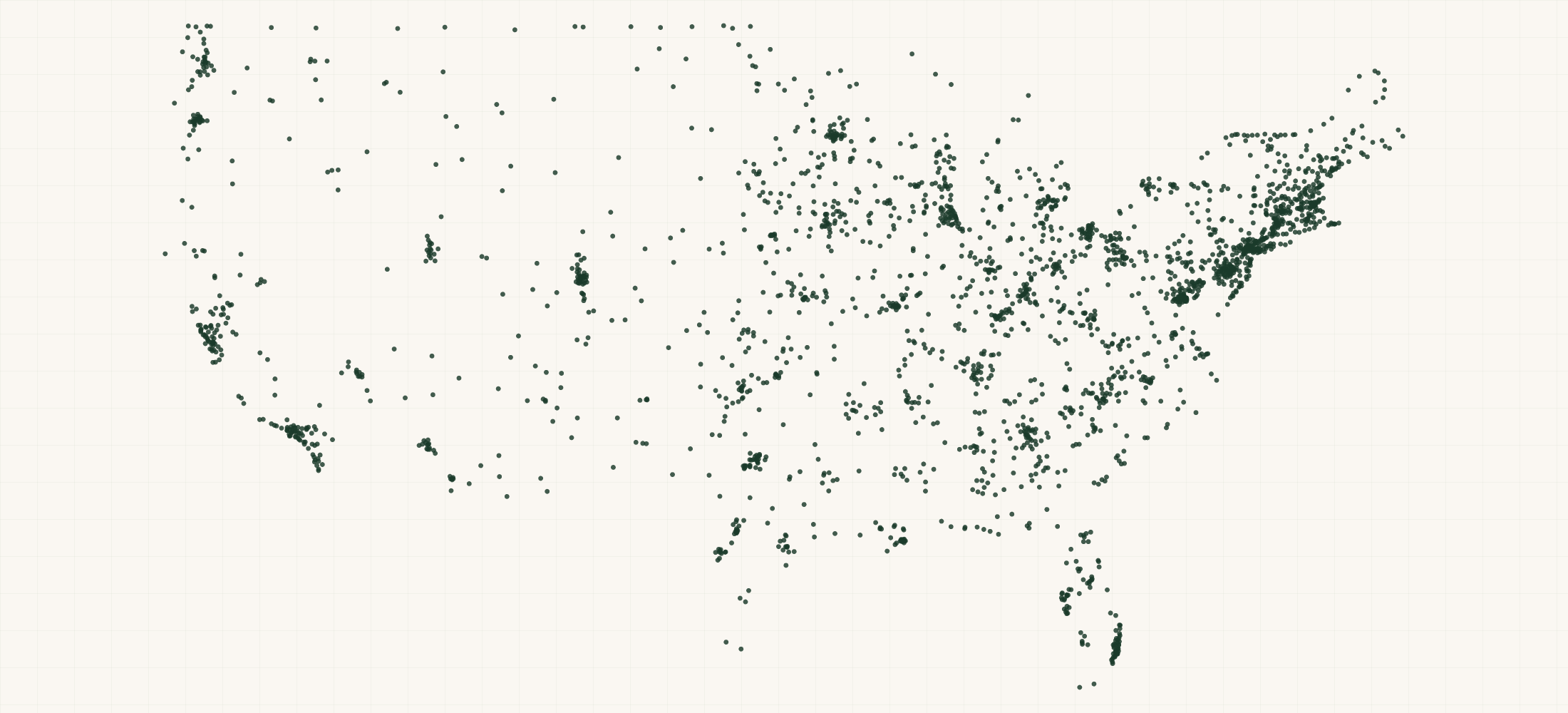 Map of where the New Balance Retailers are