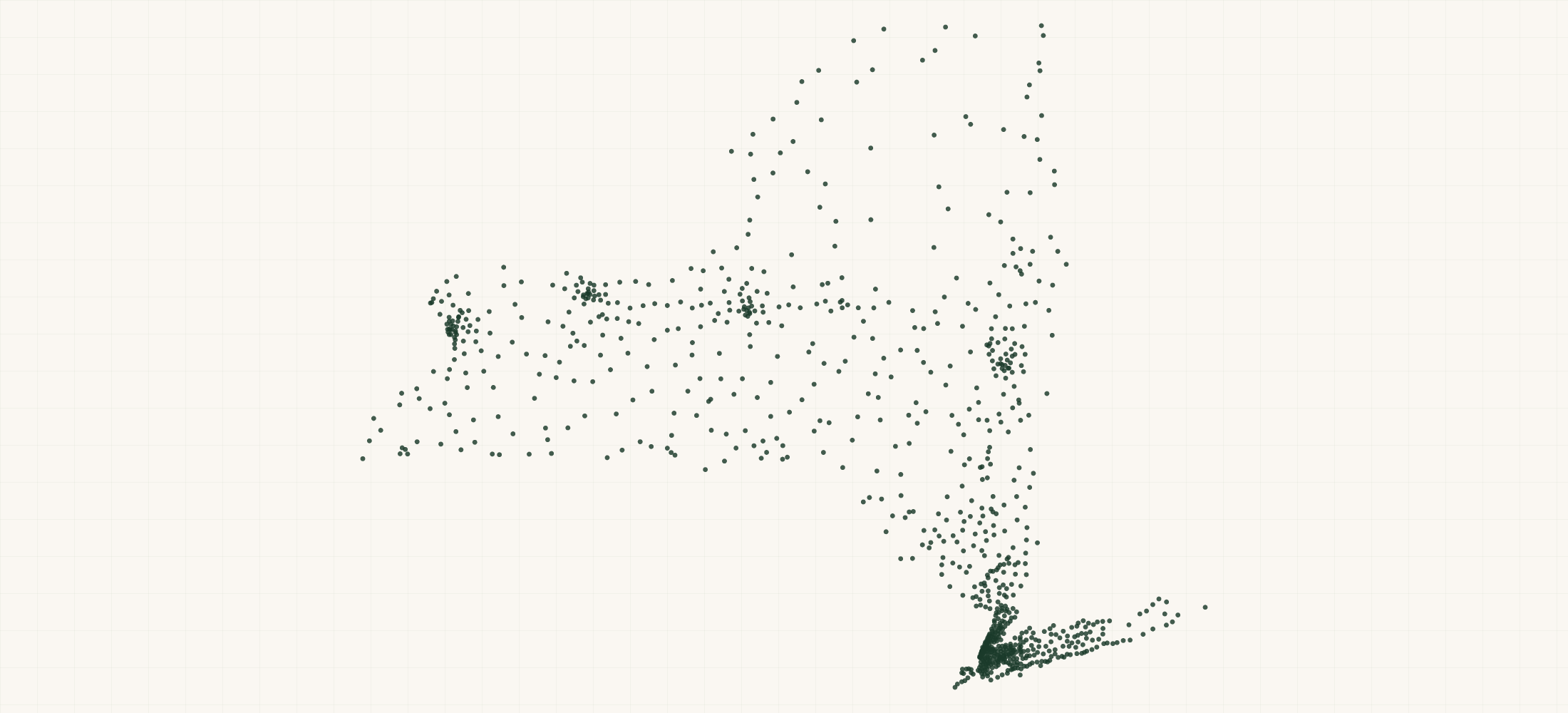 Map of where the New York Bank Branches are