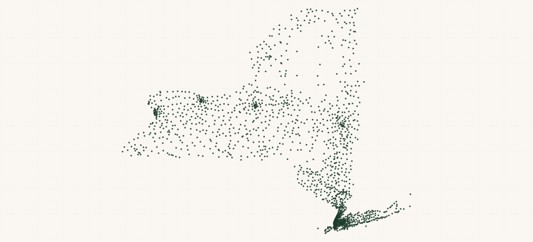 Map of where the New York Federal Contractors are