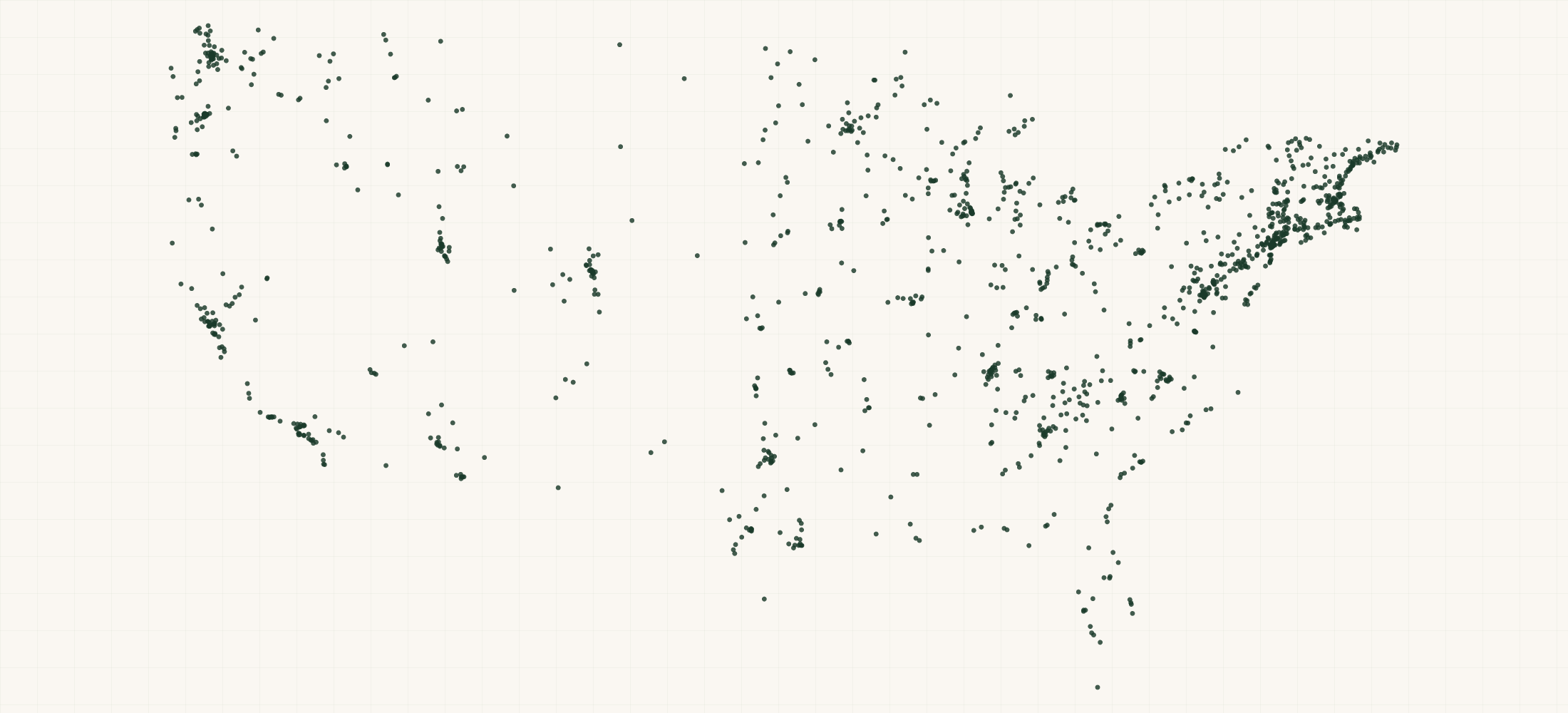 Map of where the New York Puzzle Company Retailers are