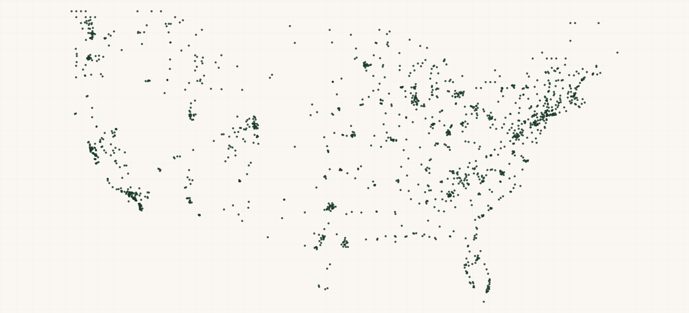 Map of where the NOCS Provisions Dealer Network Retailers are
