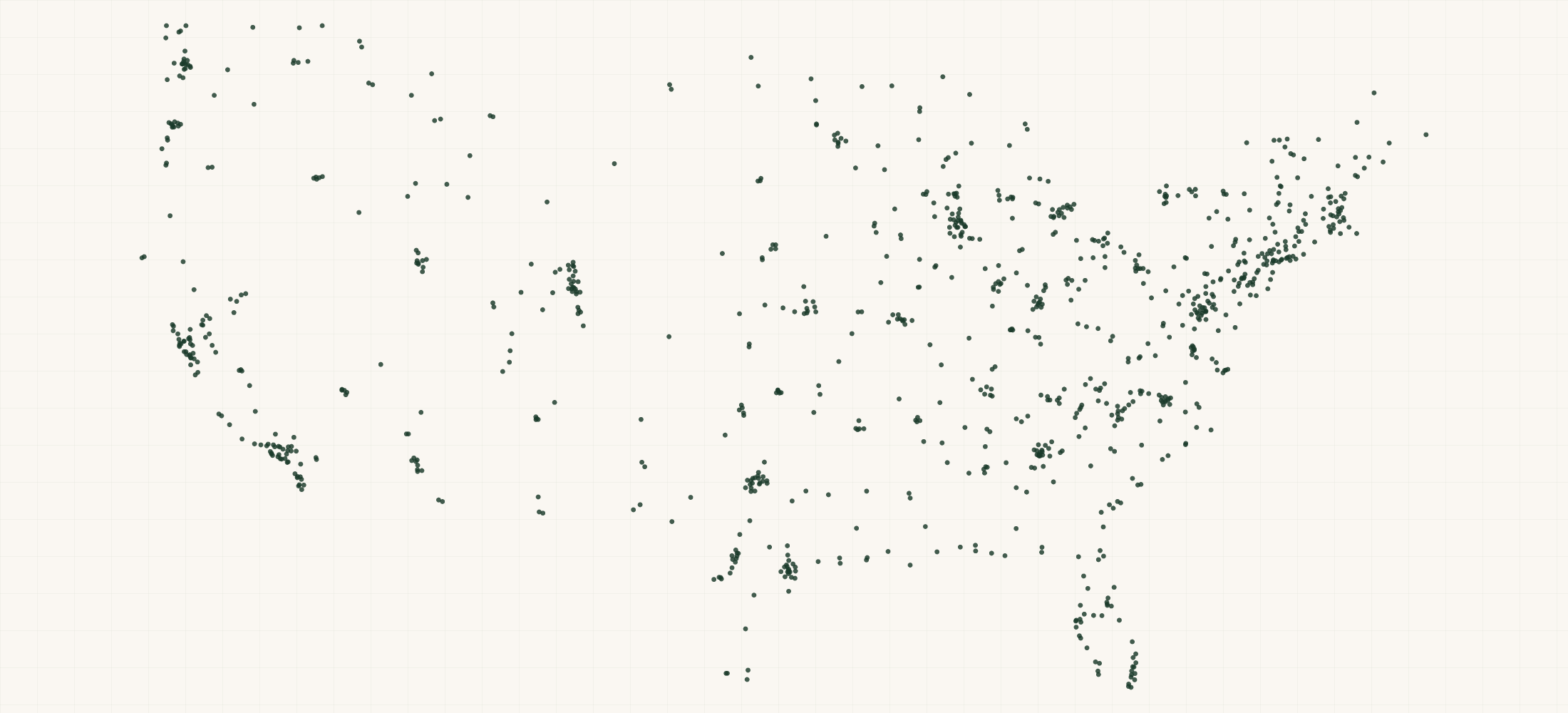 Map of where the NOCS Provisions Retailers are