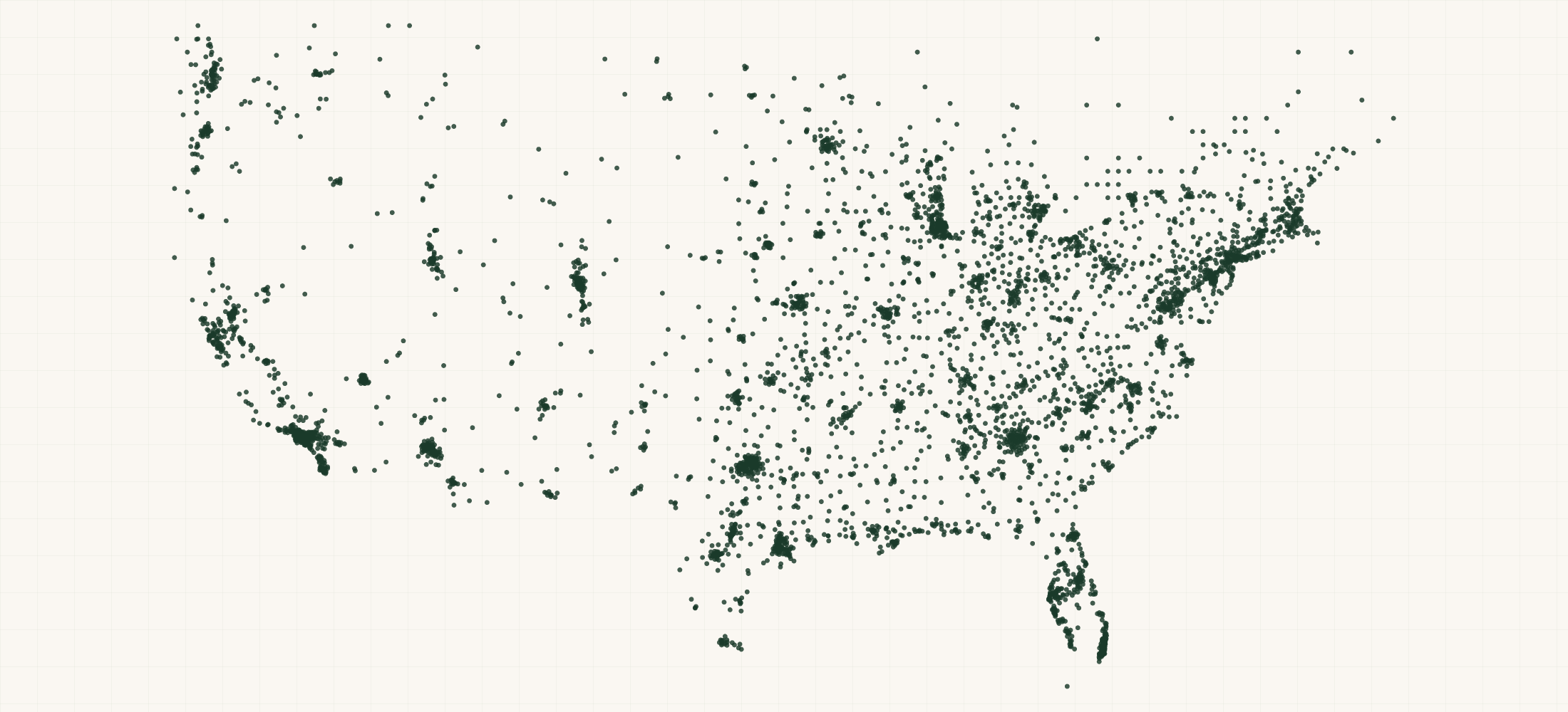 Map of where the Office, Art & Crafts Brand Retailers are