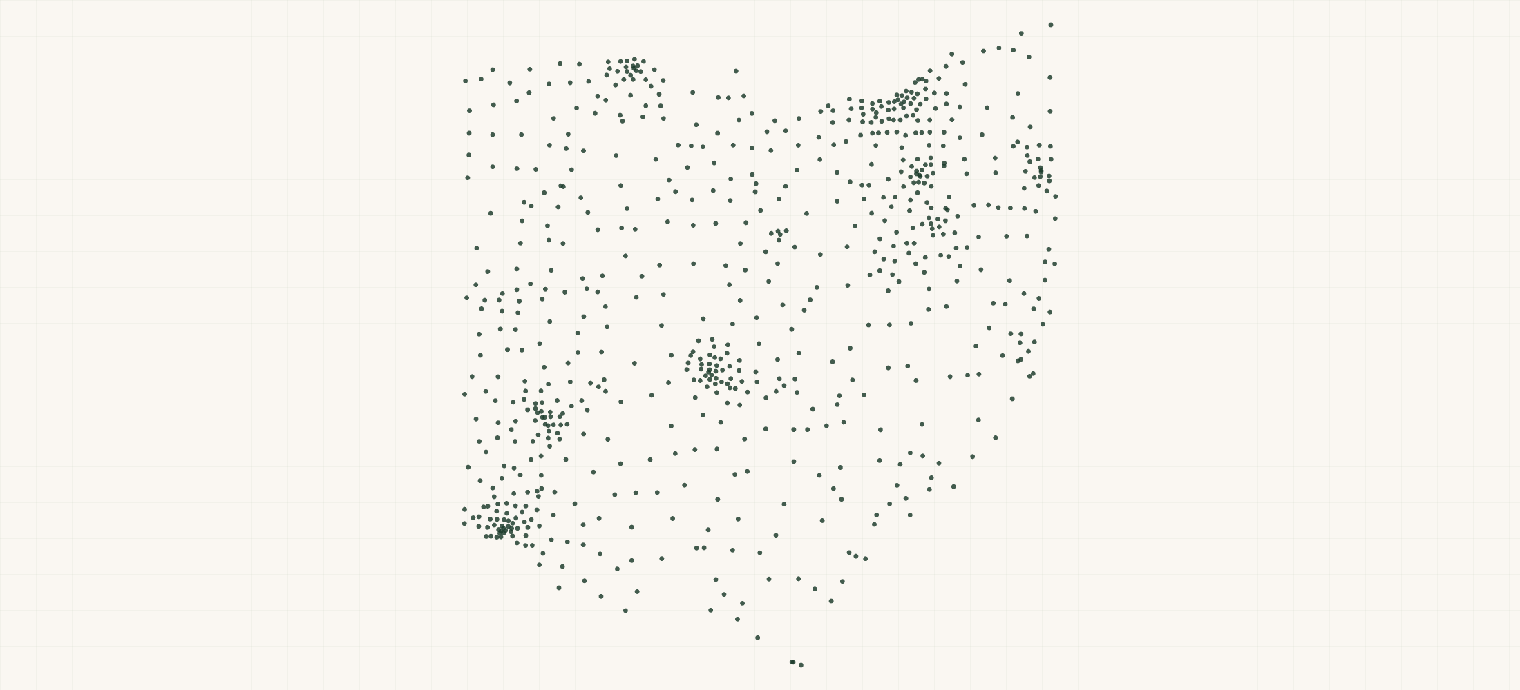 Map of where the Ohio Bank Branches are