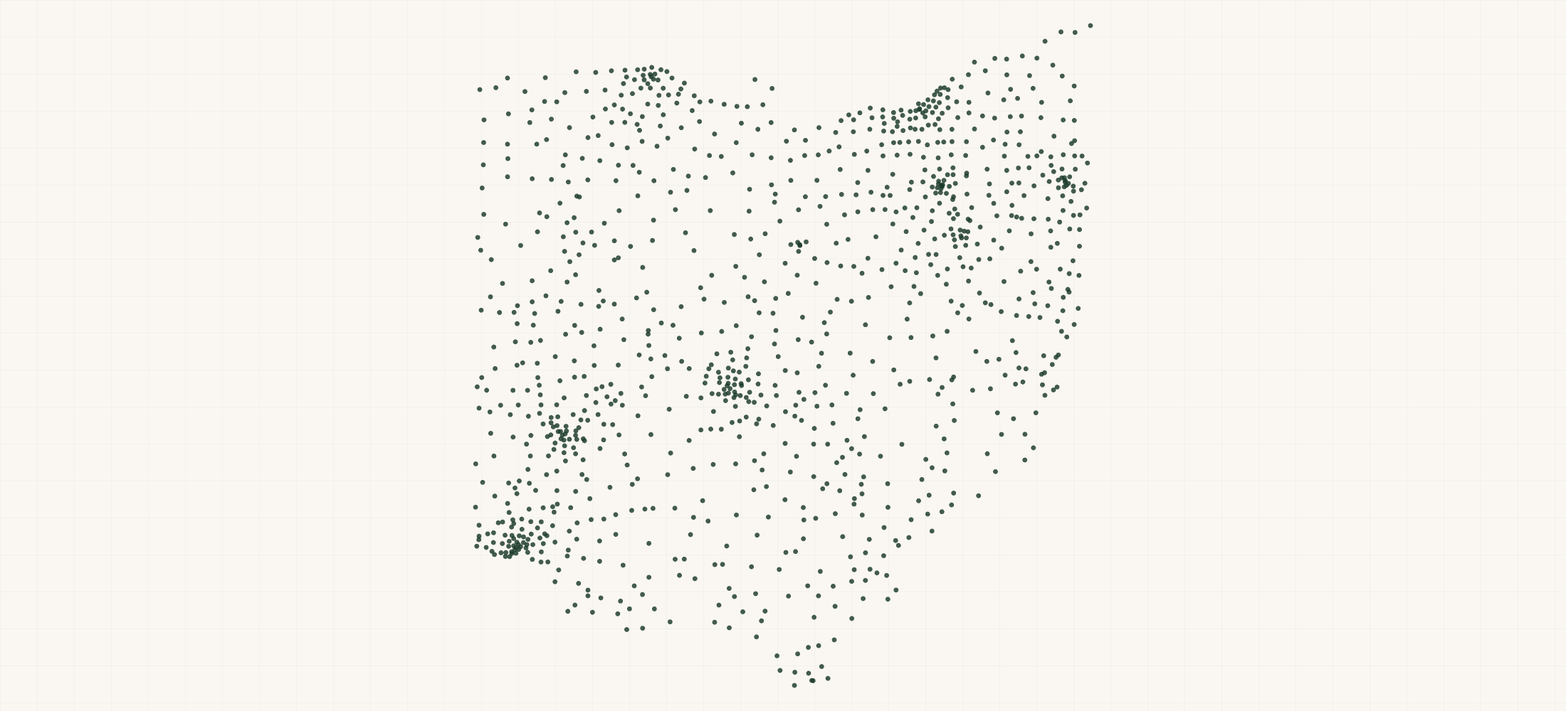 Map of where the Ohio Federal Contractors are