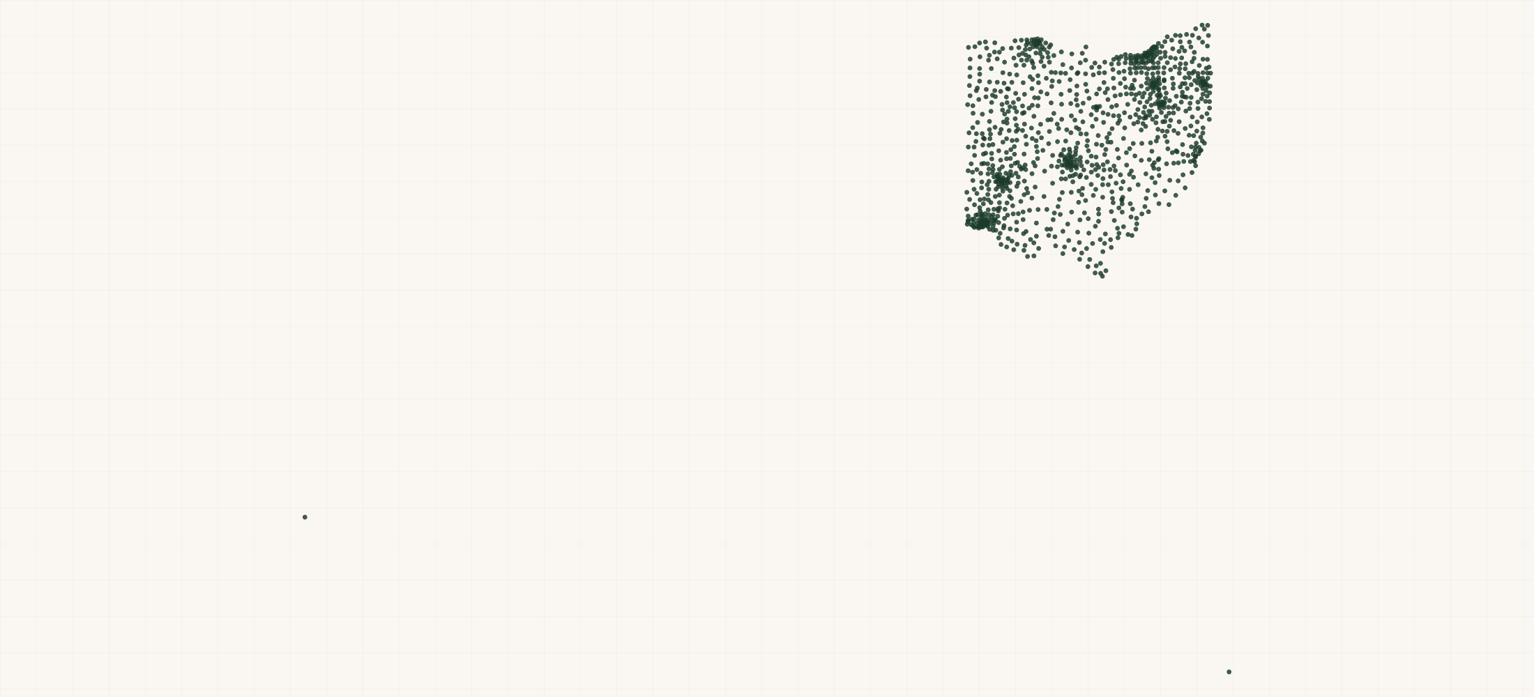 Map of where the Ohio Healthcare Organizations are