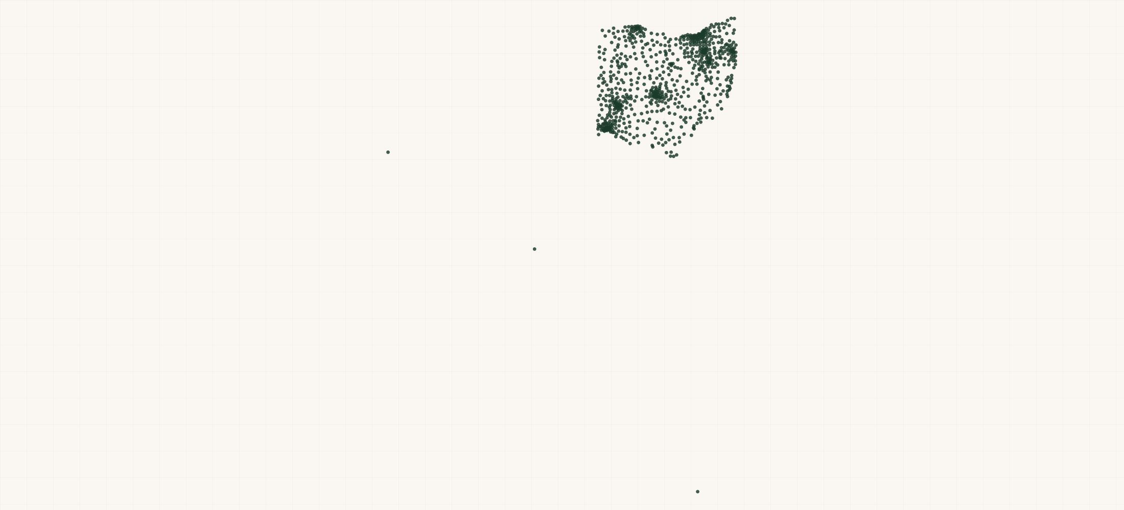 Map of where the Ohio HVAC Contractors are