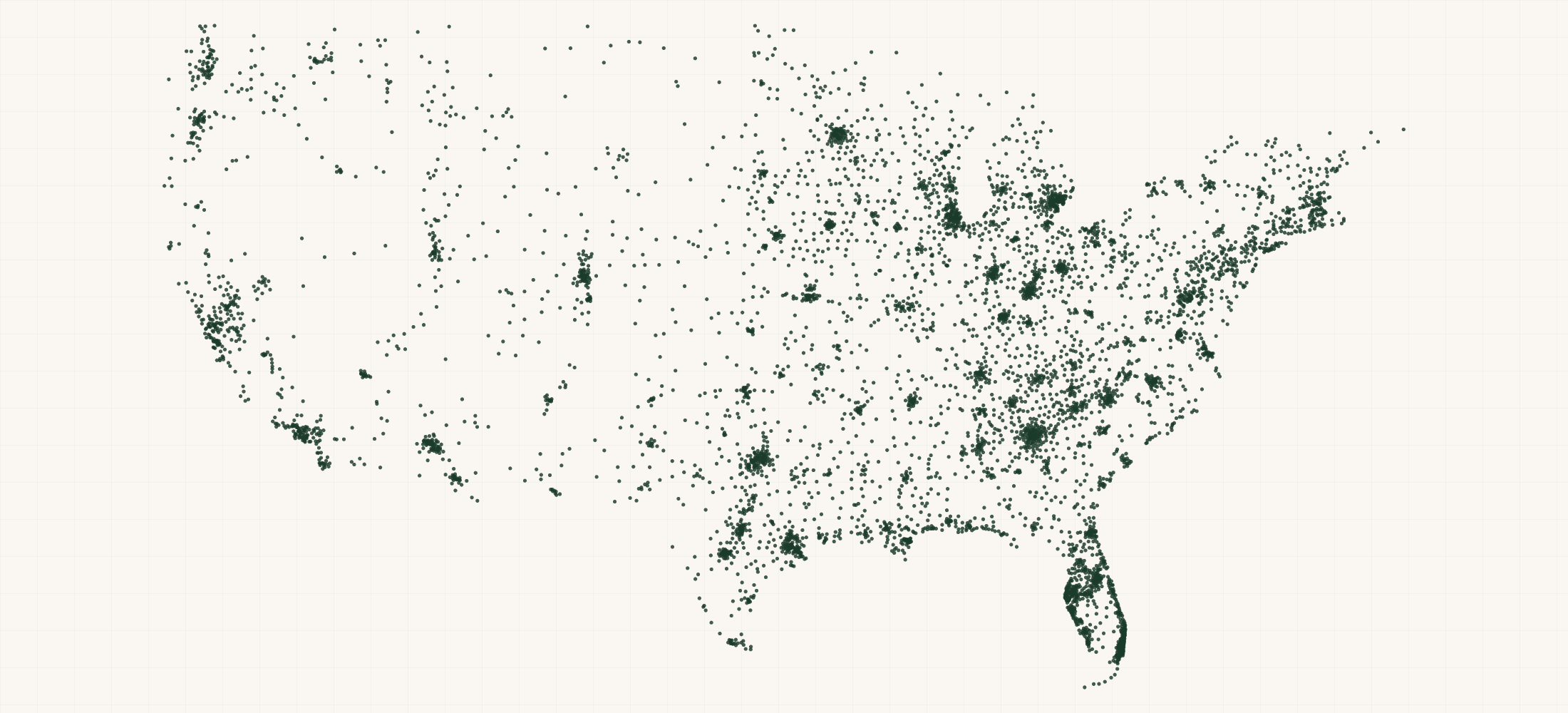 Map of where the Old Florida Sauce Co. Retailers are