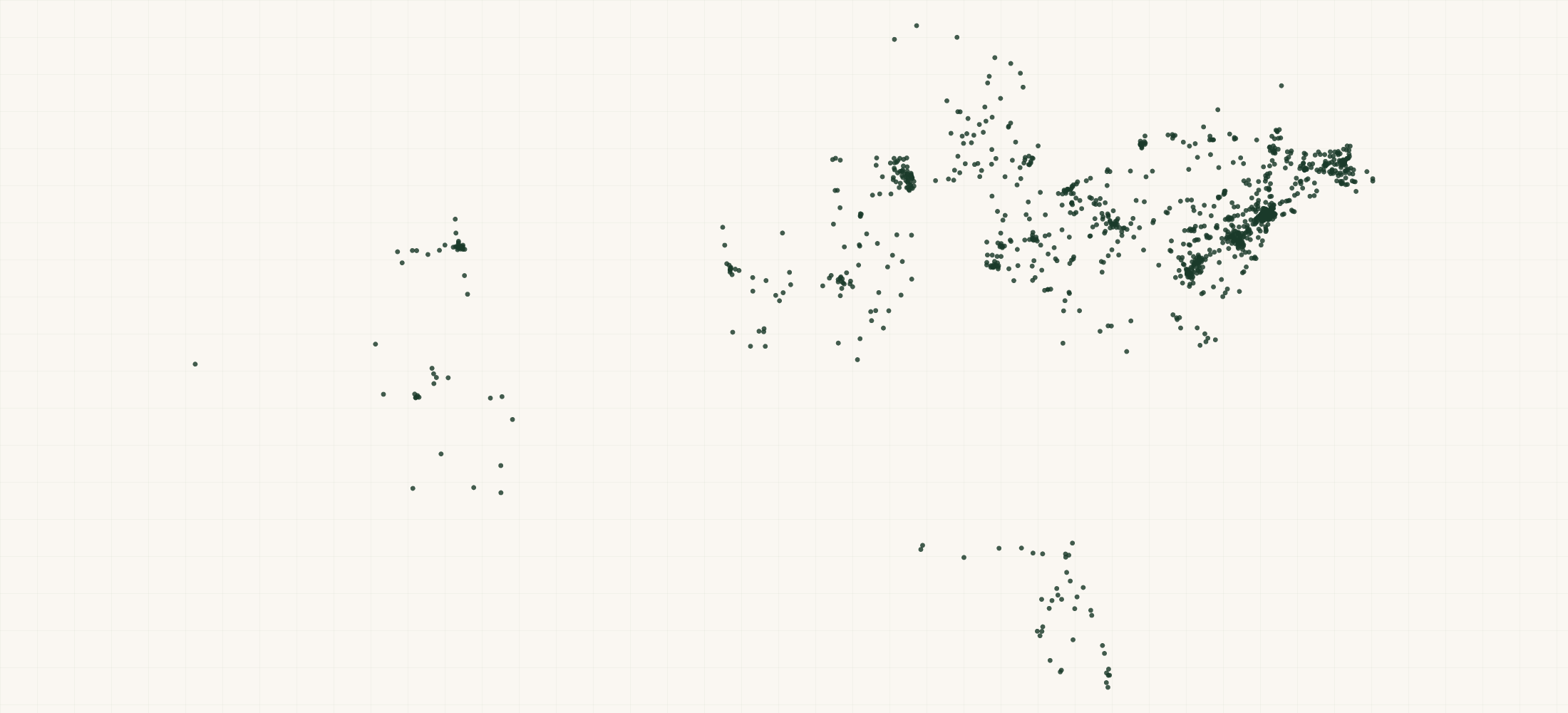 Map of where the Old Pal Retailers are