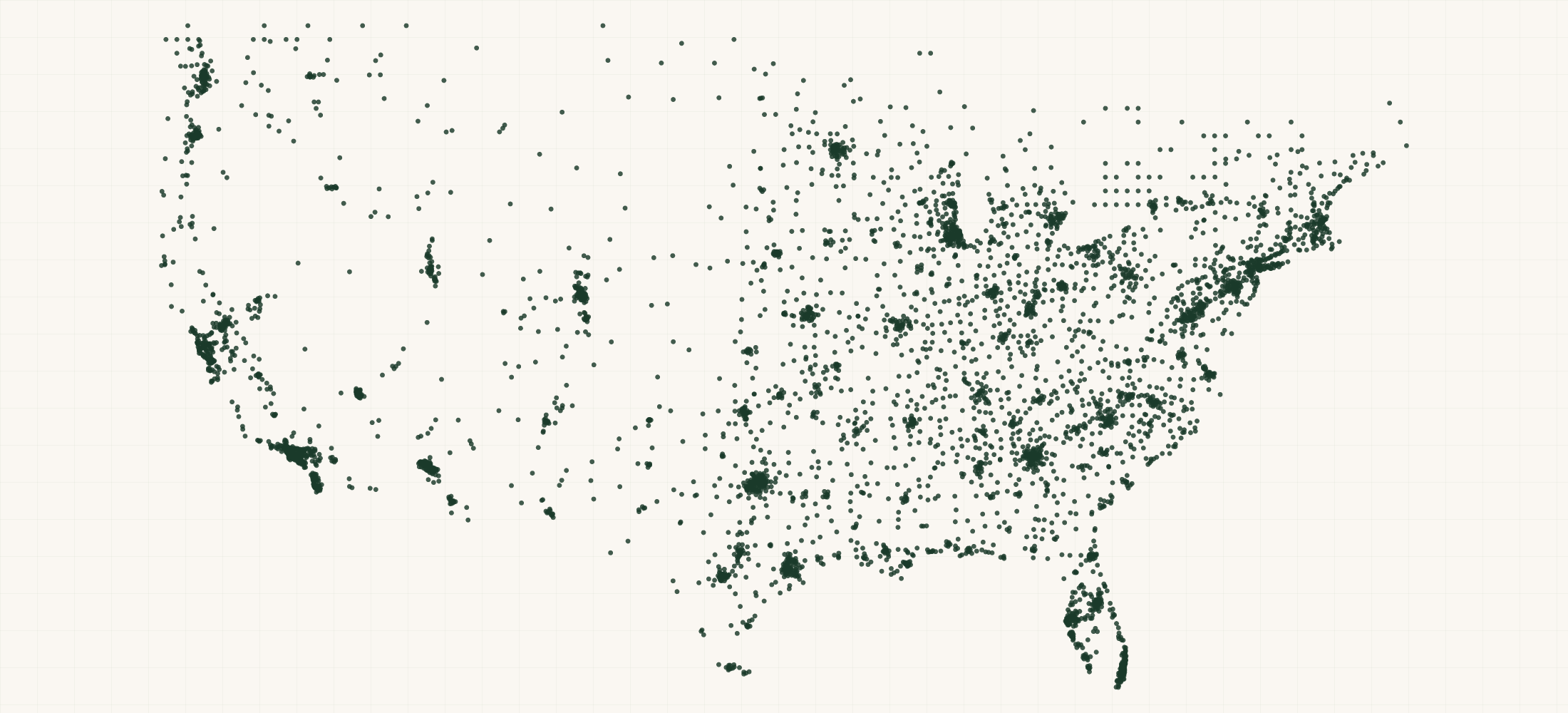 Map of where the Om Mushroom Superfood Retailers are