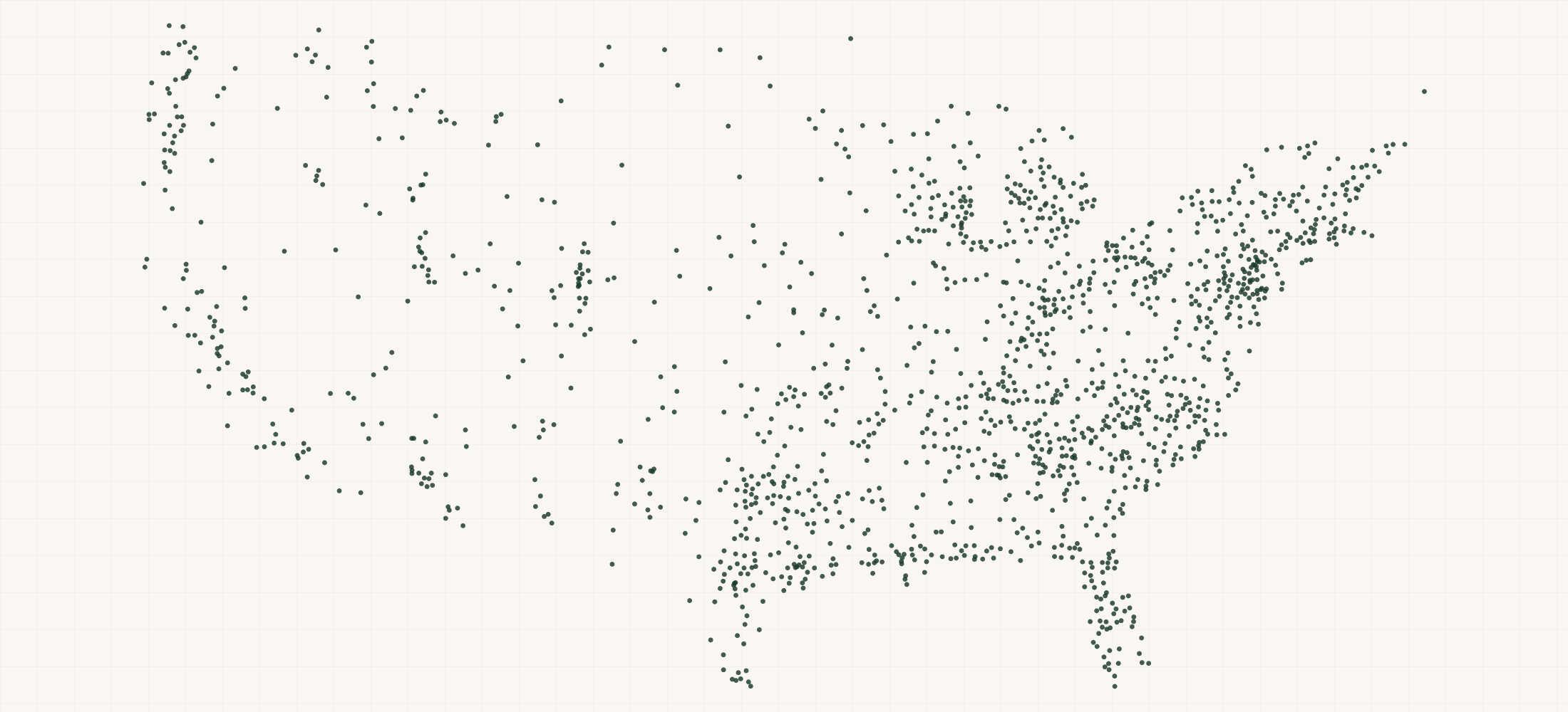 Map of where the Open Farm Retailers are