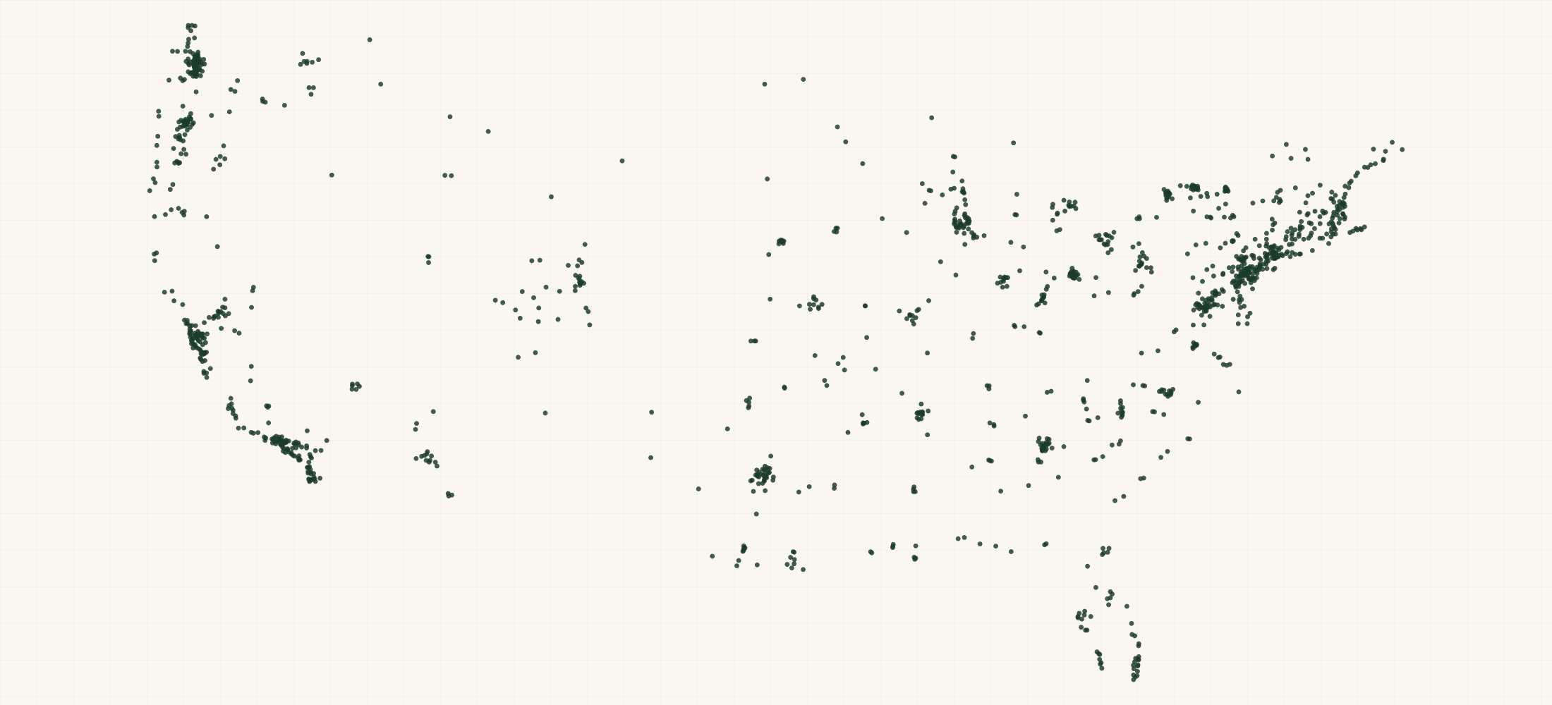 Map of where the O.T.I.S. Dog Treats Retailers are