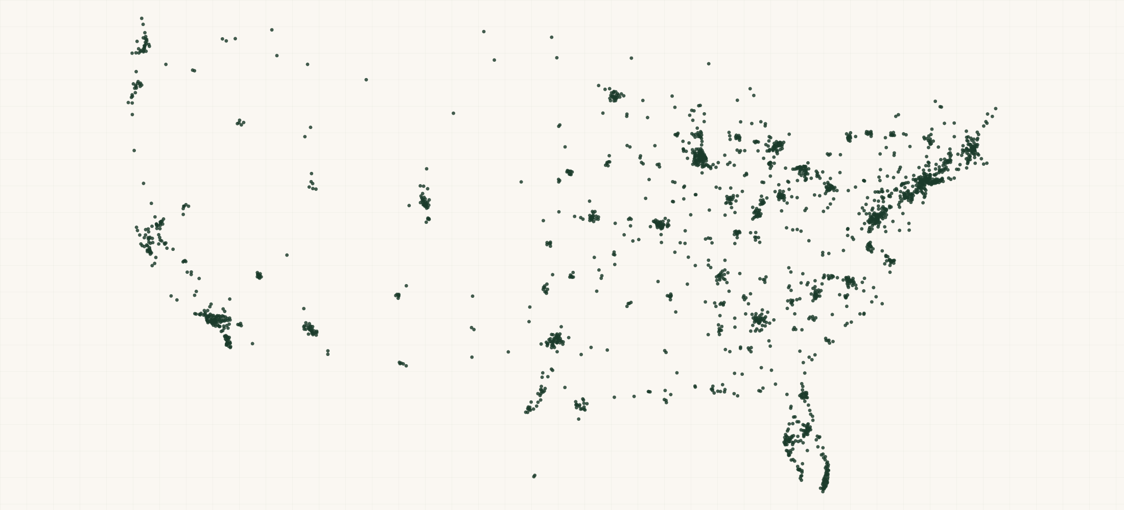 Map of where the Panera Bread Locations are