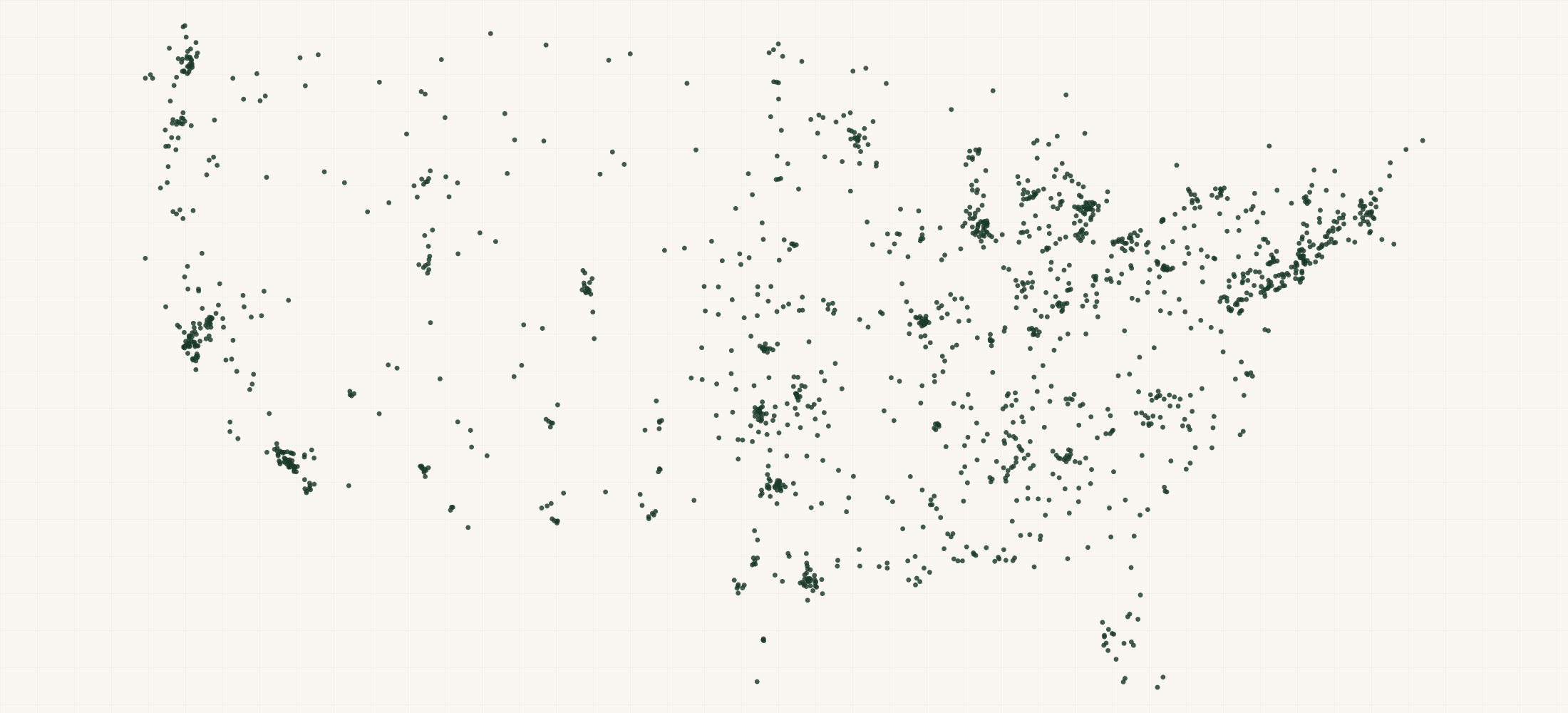 Map of where the Paradigm Eyewear Retailers are